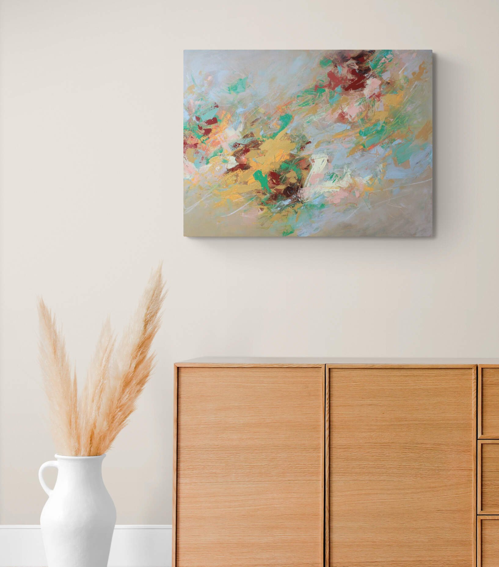 yellow blue abstract painting