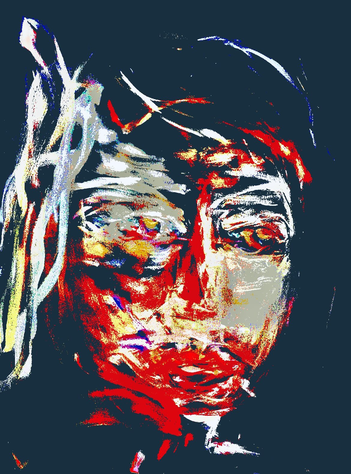 Portrait. Color, pastel paper. 