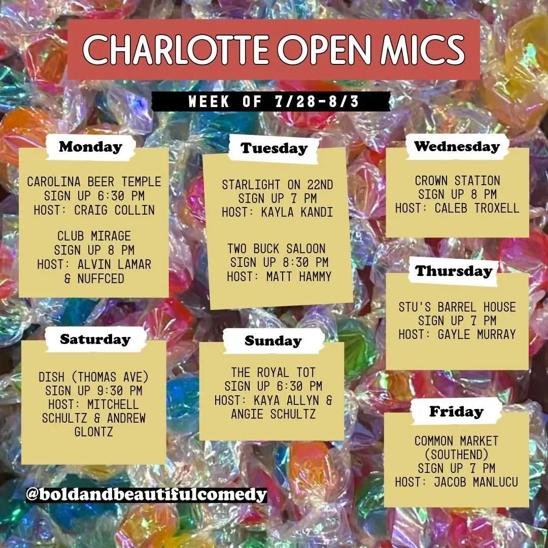 Open mics for the week