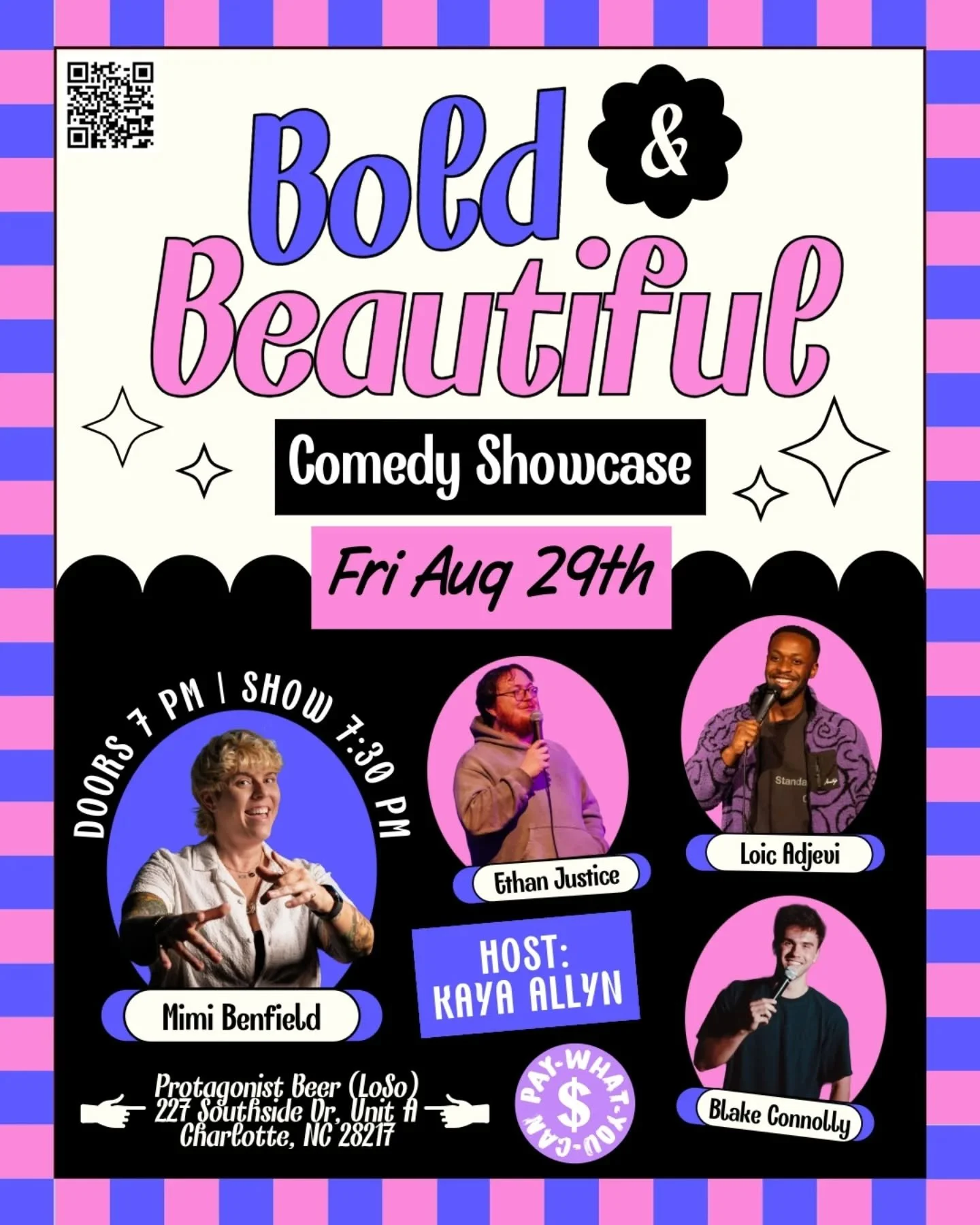 ✨ Bold. Beautiful. A little unhinged. ✨

Friday, Aug 29th at Protagonist (LoSo) we&rsquo;ve got a lineup stacked with comedians who know how to bring the laughs:

💖 Headliner: @mimibenfield (vanlife comic, Stand-Up NBC finalist, touring the country 