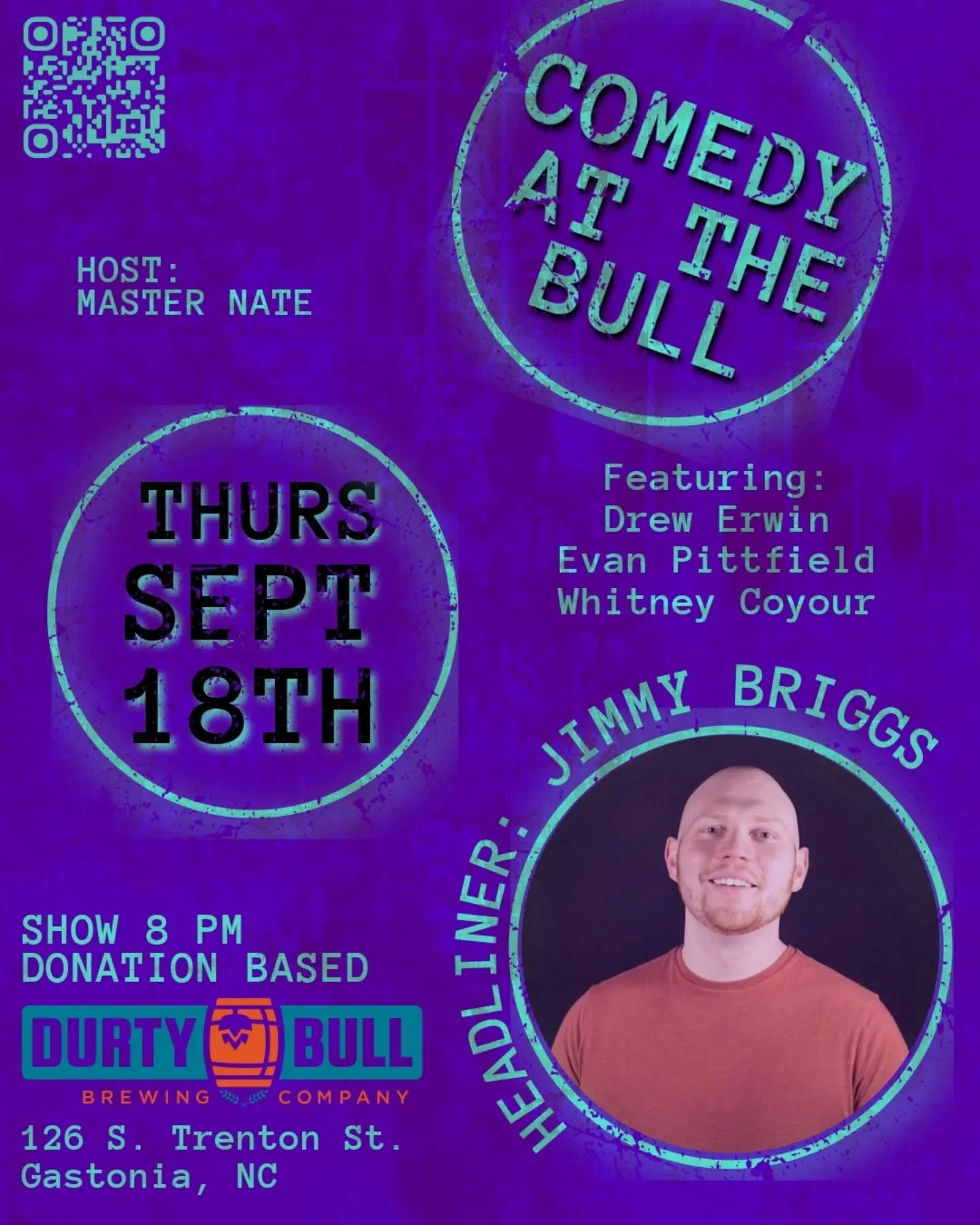 🐂 Comedy at the Bull is back NEXT WEEK! Good beer, sharp comics, and stories that hit just right in Gastonia&rsquo;s favorite comedy room.

This month&rsquo;s headliner: Jimmy Briggs &mdash; tall, lanky, and funny as hell. Jimmy got his start making