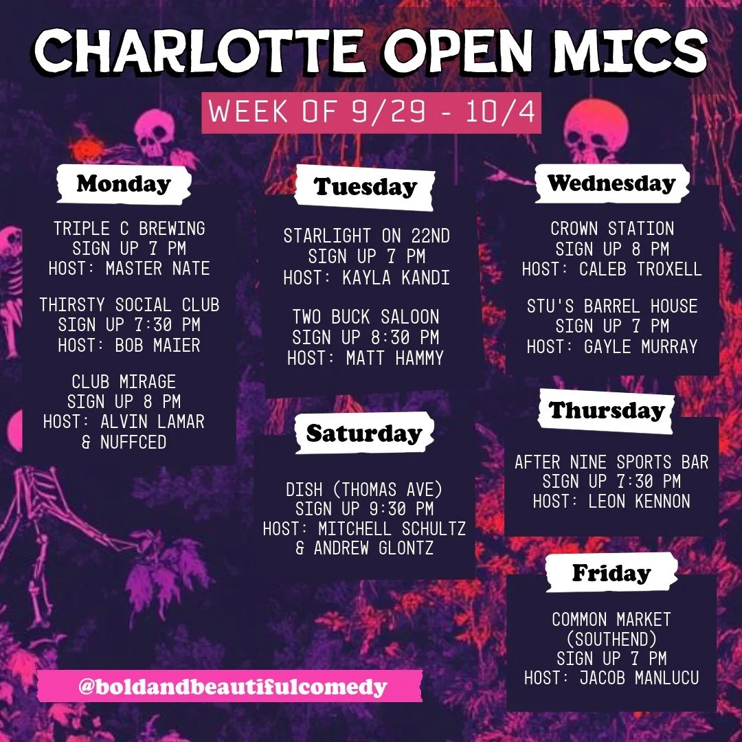 OPEN MICS FOR THE WEEK!