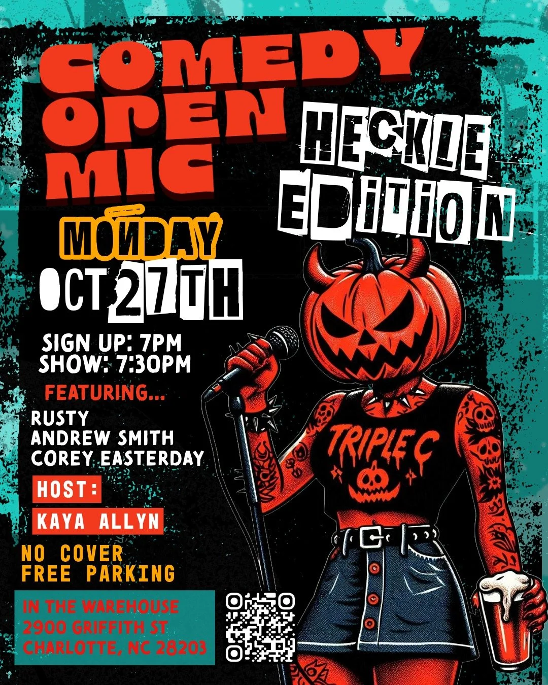 🎃🔥 
The Heckle Mic is back and this time, it&rsquo;s scarier than ever 👻

This is not your average open mic.
No fourth wall. No mercy. No problem.

Comics get 5 minutes to impress, roast back, or totally unravel while the crowd throws out heckles,