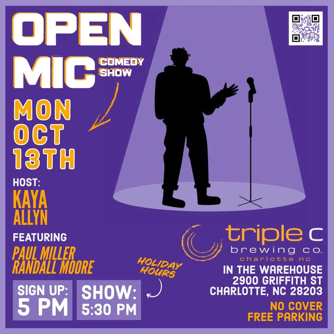 🎤 EARLY SHOW. EXTENDED SETS. BIG LAUGHS. Triple C&rsquo;s Open Mic Comedy Show is back this Monday with special holiday hours &mdash; and longer stage time 👀

⏱️ 7-minute sets!

Come work out new jokes, test a longer bit, or just hang with Charlott