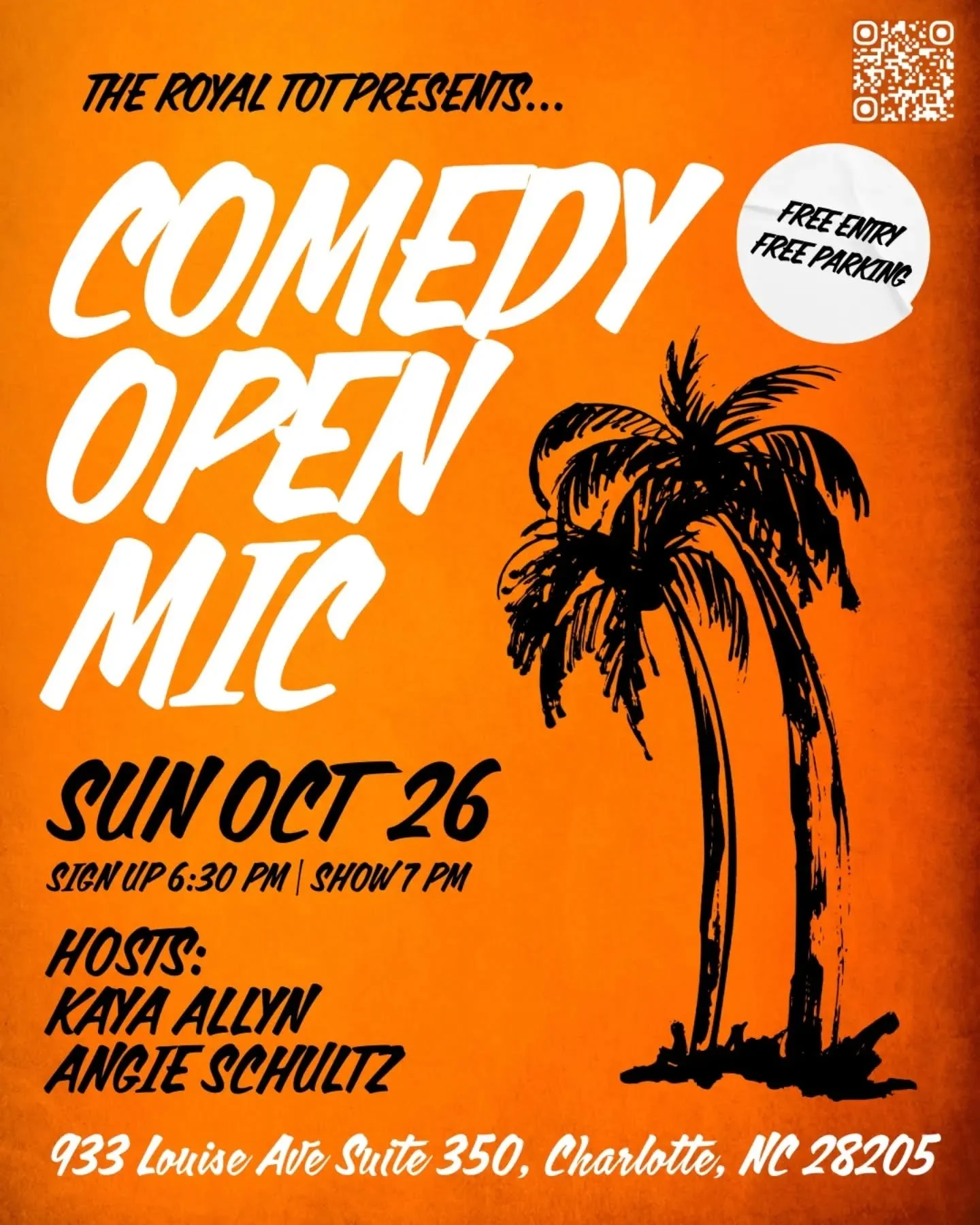 The air&rsquo;s getting crisp, the drinks are strong, and the comics are coming in hot.
Join us upstairs at Royal Tot for cozy chaos, sharp jokes, and a rum drink (or three) to warm your soul.

🎤 Sign-up: 6:30 PM
🕢 Show: 7:00 PM
💸 Free show &mdash