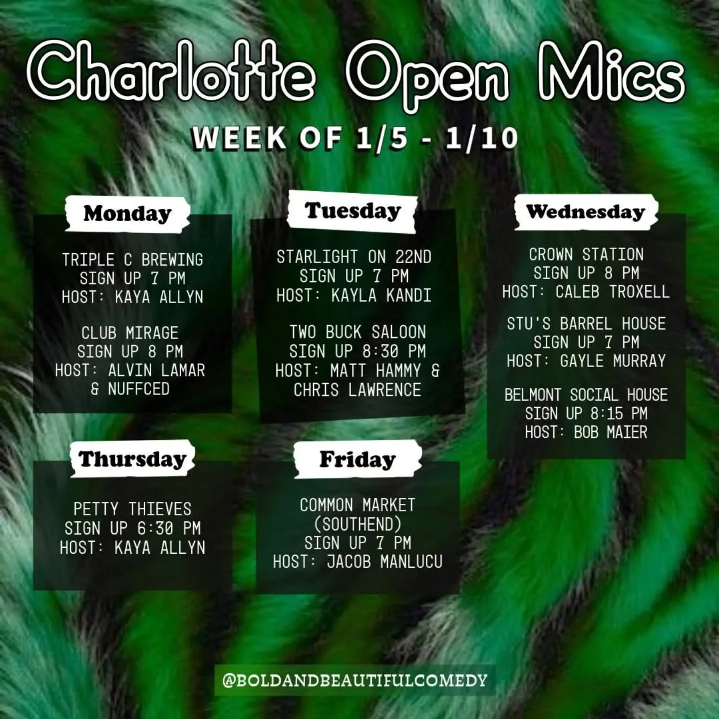 Open mics for the week!