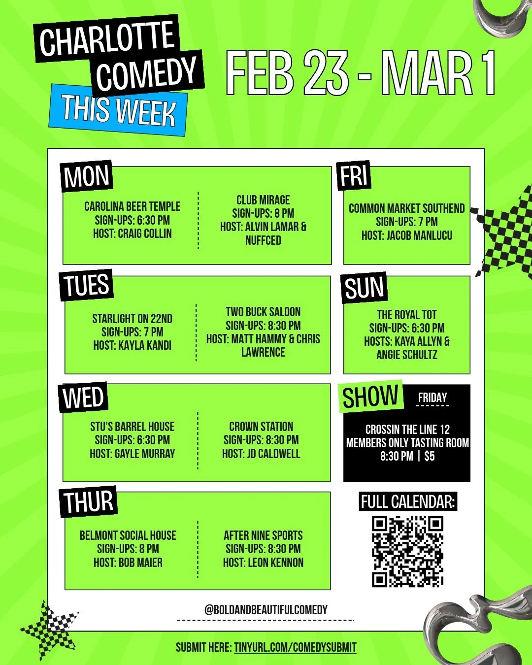 HI FOLKS! This is what the new calendar will look like. You won't need to see this if events are submitted (because you can go to the full calendar). Most of these are from memory 😅 but someone did submit a show so now that's on here! consider submi