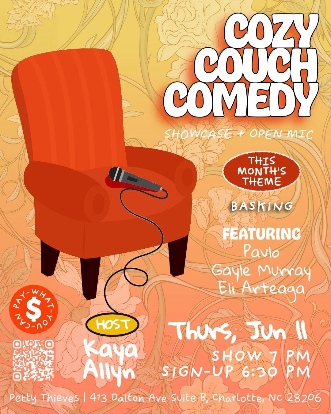☀️ COZY COUCH COMEDY ☀️

This month's featured beer is Basking, and our theme is all about the things that make us shine.

What fills your cup? What brings you joy? What communities, hobbies, passions, people, talents, traditions, and weird little in