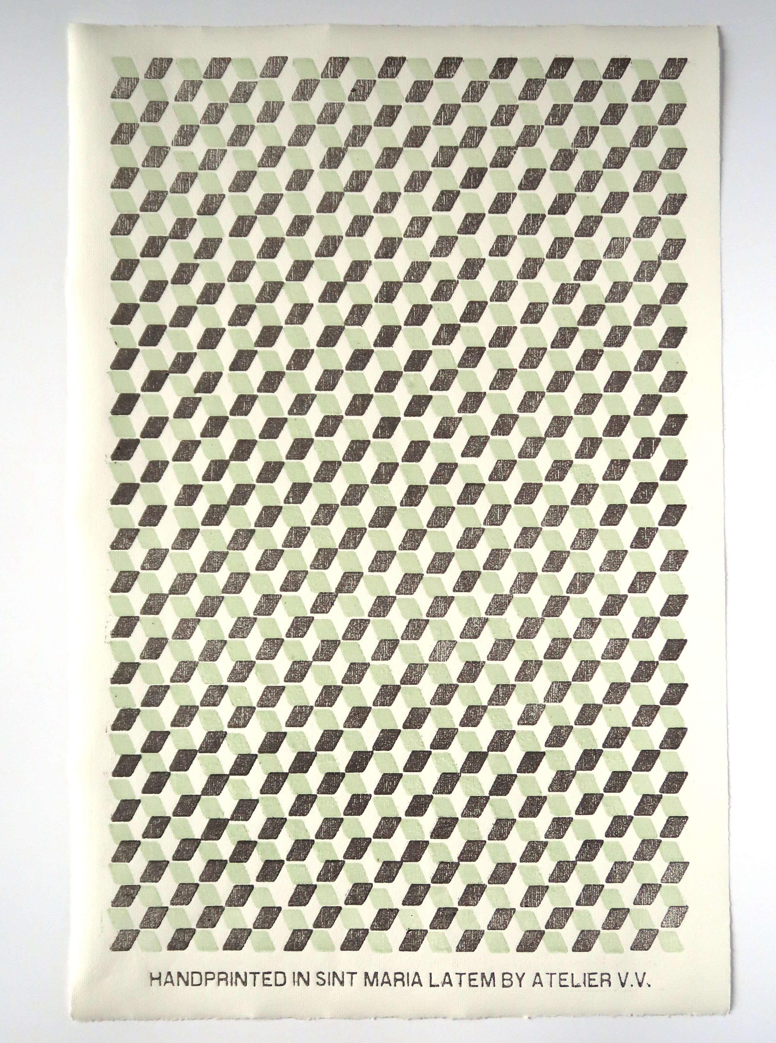 2 color dominoté print cubes