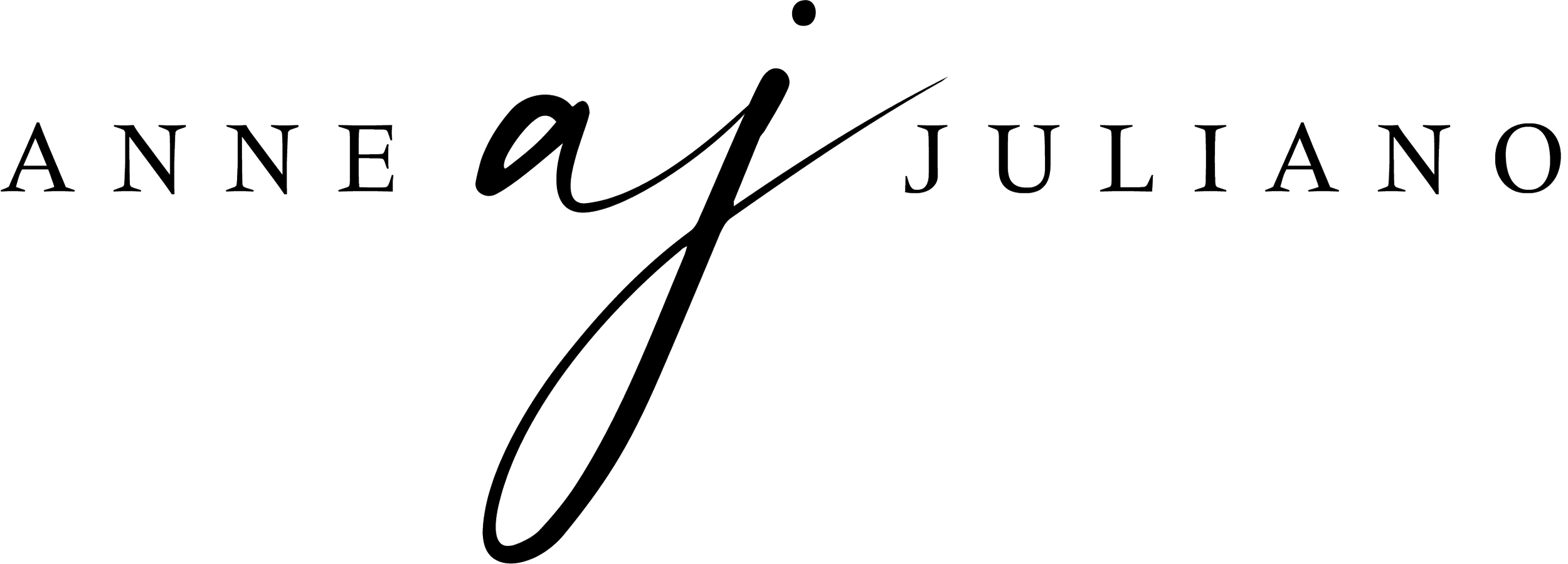 Stylized text "Anne Juliano" with cursive "aj" logo