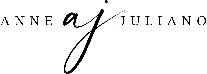 Logo with the text "Anne AJ Juliano" in stylish font.