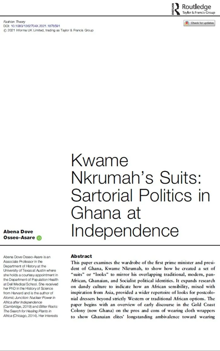 Front page Kwame Nkrumah's suits article by Abena Dove Osseo-Asare