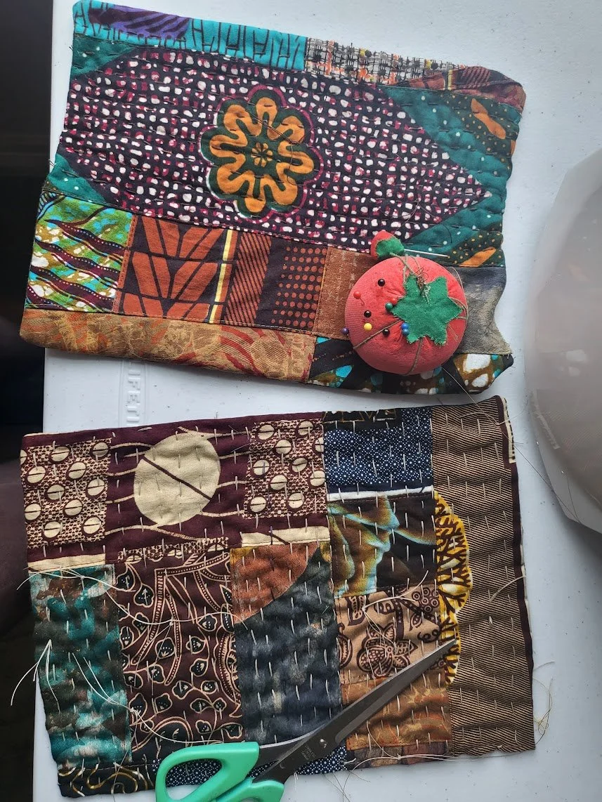 patchwork squares with pincushion