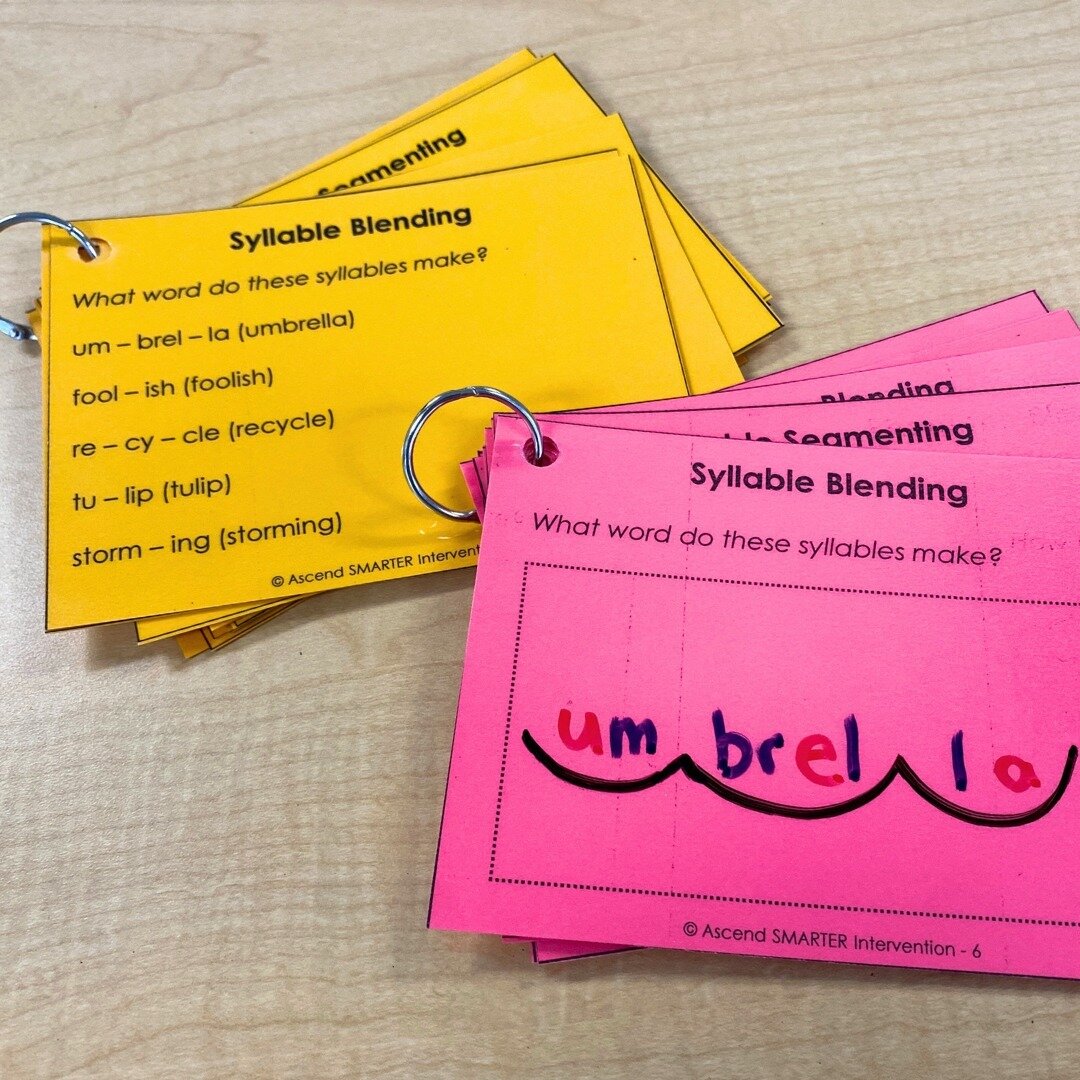 Syllable blending is the ability to take individual syllables and string them together to make words. ⁠
⁠
This is a crucial reading skill for a few reasons. ⁠
⁠
 1️⃣ Students will recognize syllables before they recognize individual sounds. Understan