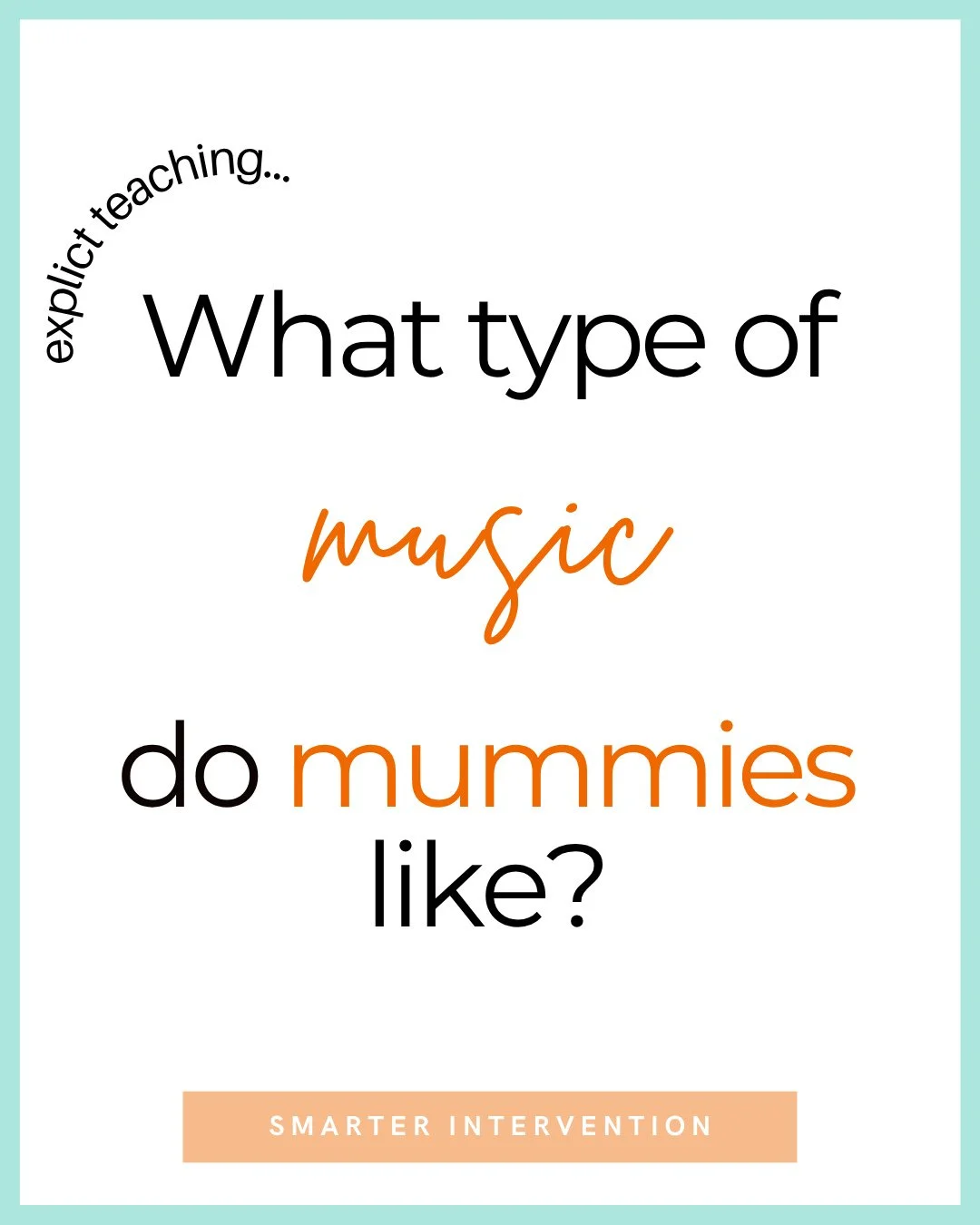 What type of music do mummies like? 🎵🎶 ⁠
⁠
Wrap music! ⁠
⁠
Use this joke today with your students to highlight literacy skills like vocabulary definitions and homophones (wrap and rap), phonics patterns, and more. ⁠
⁠
What types of music do you thi
