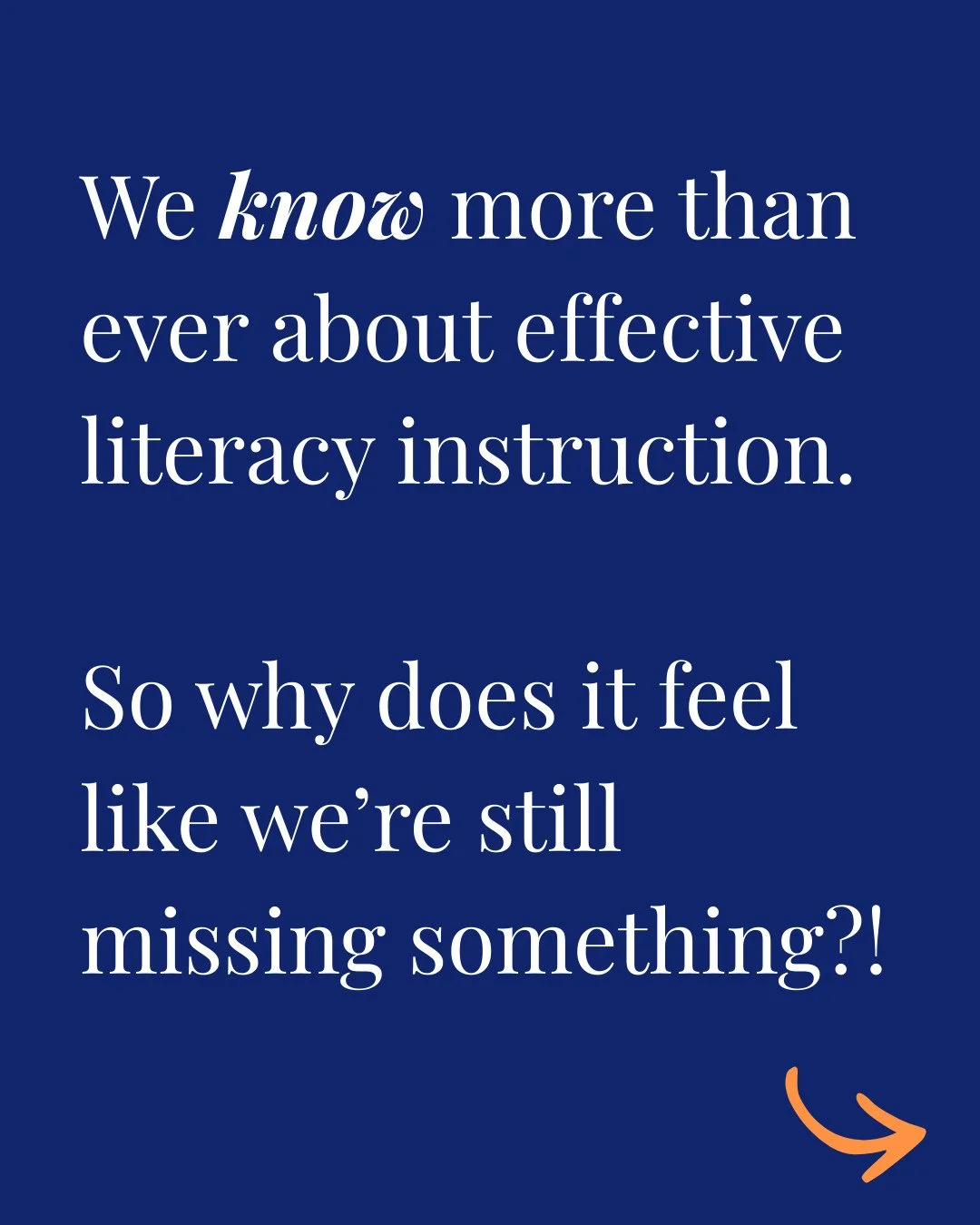 We know more than ever about effective literacy instruction. So why does it feel like we're still missing something? 🧐⁠
⁠
We know all the necessary components. We've learned about the importance of phonological awareness, phonics, vocabulary, fluenc