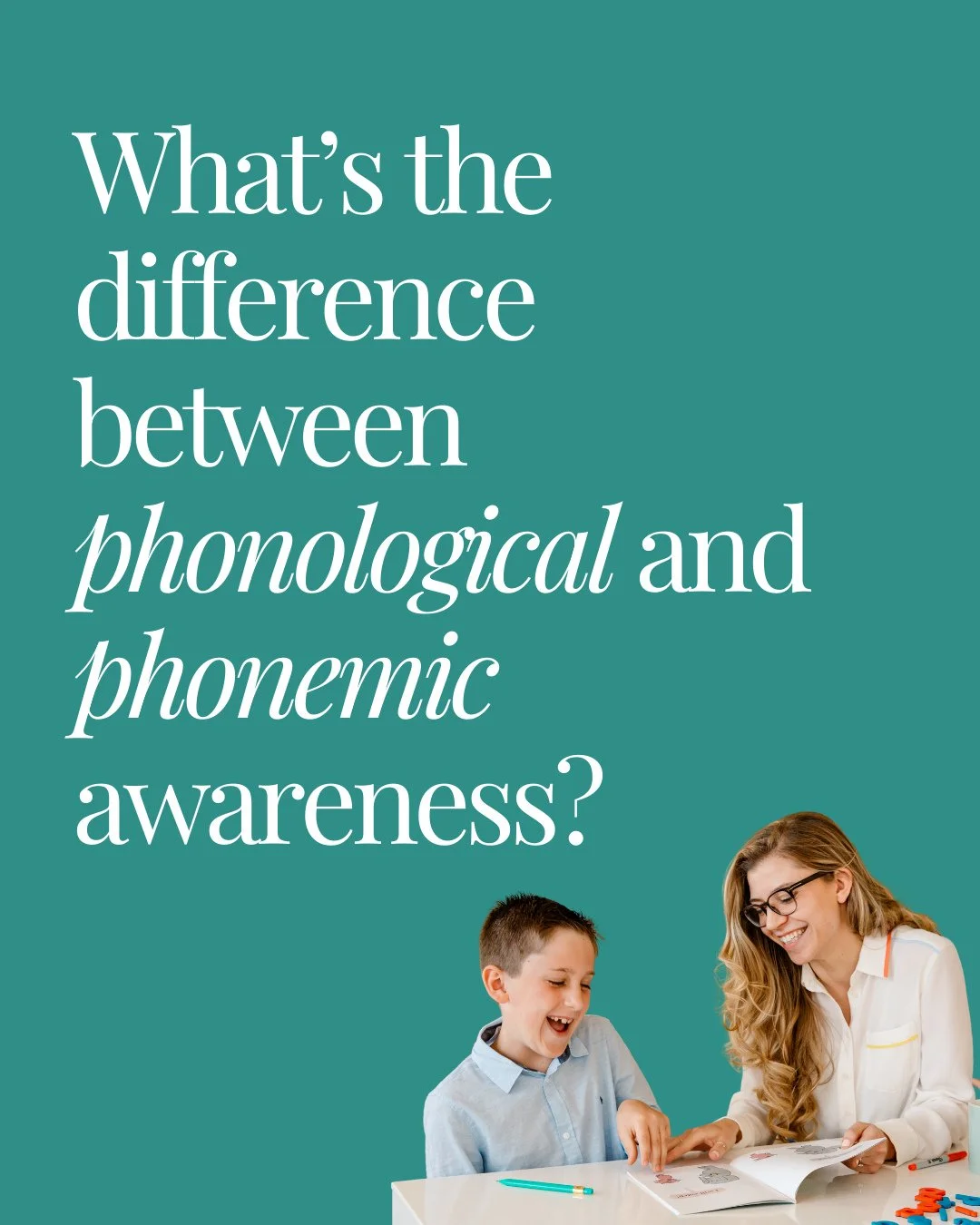 This week, an educator asked me about the difference between phonological and phonemic awareness. It's such a great question because I feel like we use these big words to describe concepts, and they sound so similar that many of us just use them inte