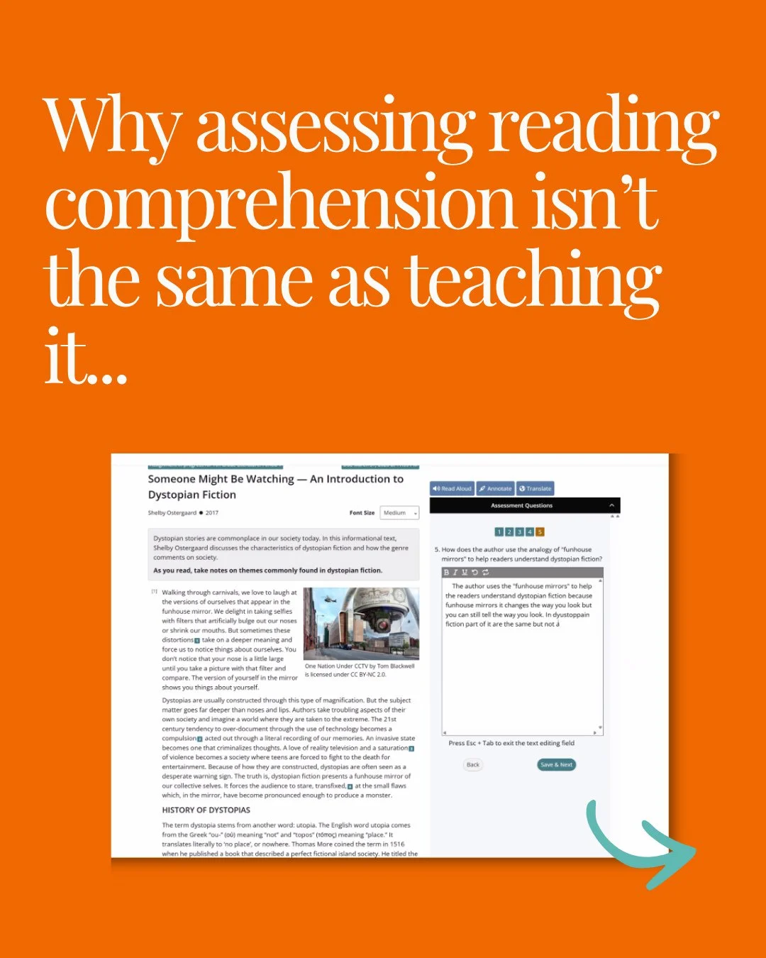 I have a student I just started working with who was failing his literacy class. In his class, he is reading a computer-based passage, answering a set of comprehension questions, and then providing a written response.⁠
⁠
I asked him what his strategy