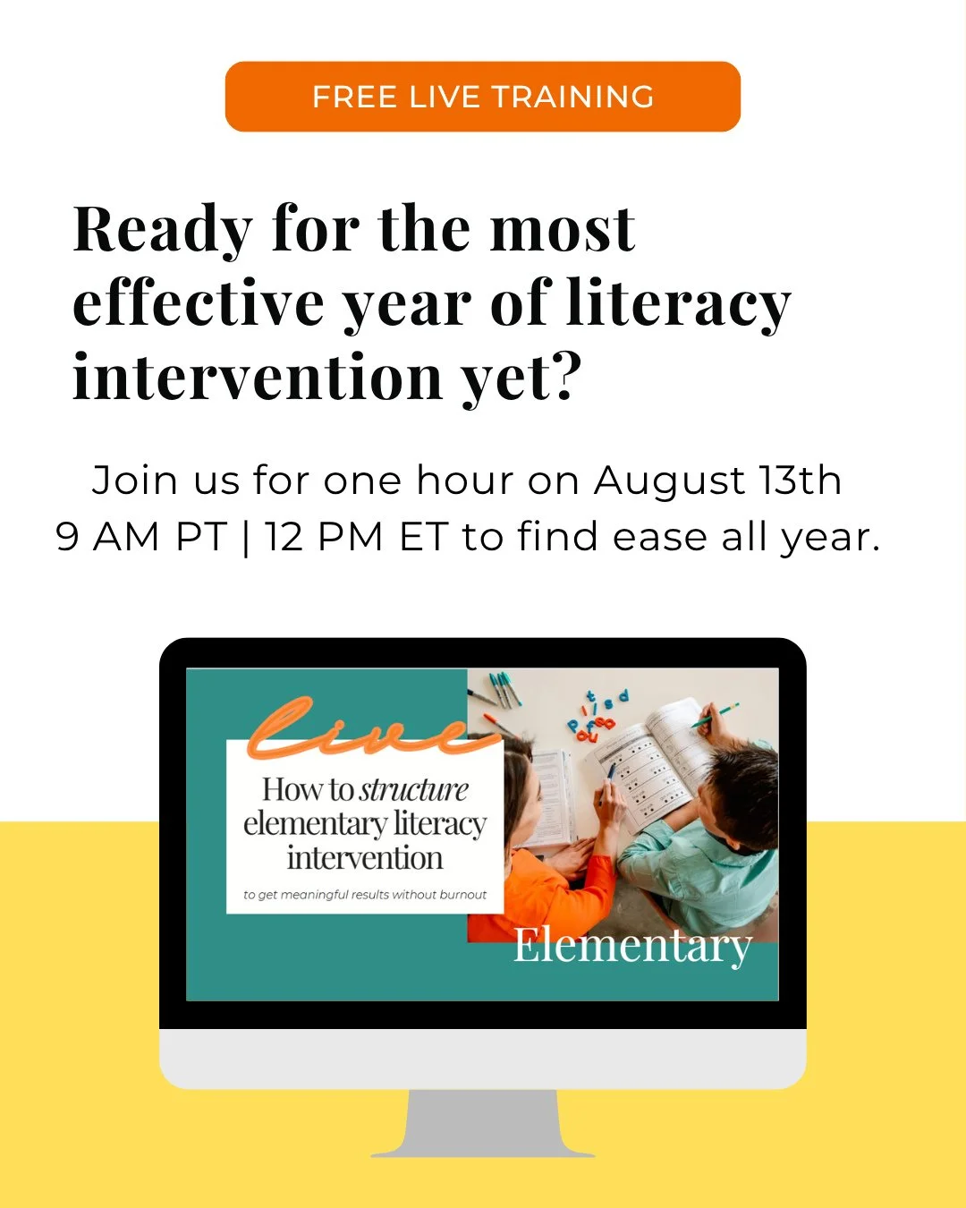 You don't want to miss this one! If you're ready for the most effective year of literacy intervention yet, join us for one hour on Thursday, 8/13 @ 9 AM Pacific | 12 PM Eastern.⁠
⁠
In this hour, we will cover:⁠
⁠
&rarr; What may be getting in the way