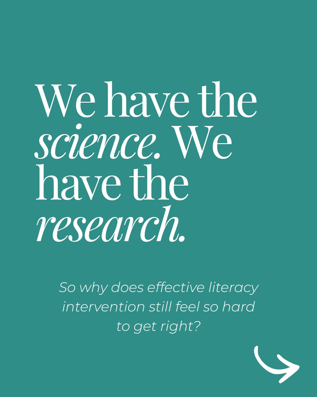 One of the biggest frustrations that so many of us face is that we have the science and the research to support effective literacy intervention.⁠
⁠
And yet, it still feels so difficult to get right.⁠
⁠
We know all of the components. Phonological awar