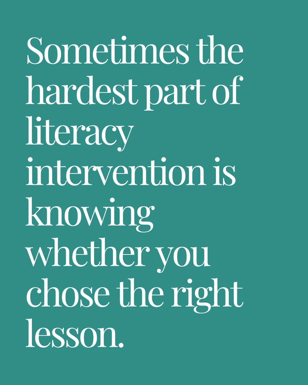 Sometimes the hardest part of literacy intervention is this question deep down about whether you chose the right lesson or taught the right things.⁠
⁠
But the thing is, it's not actually about choosing one "right" lesson. It's about creatin