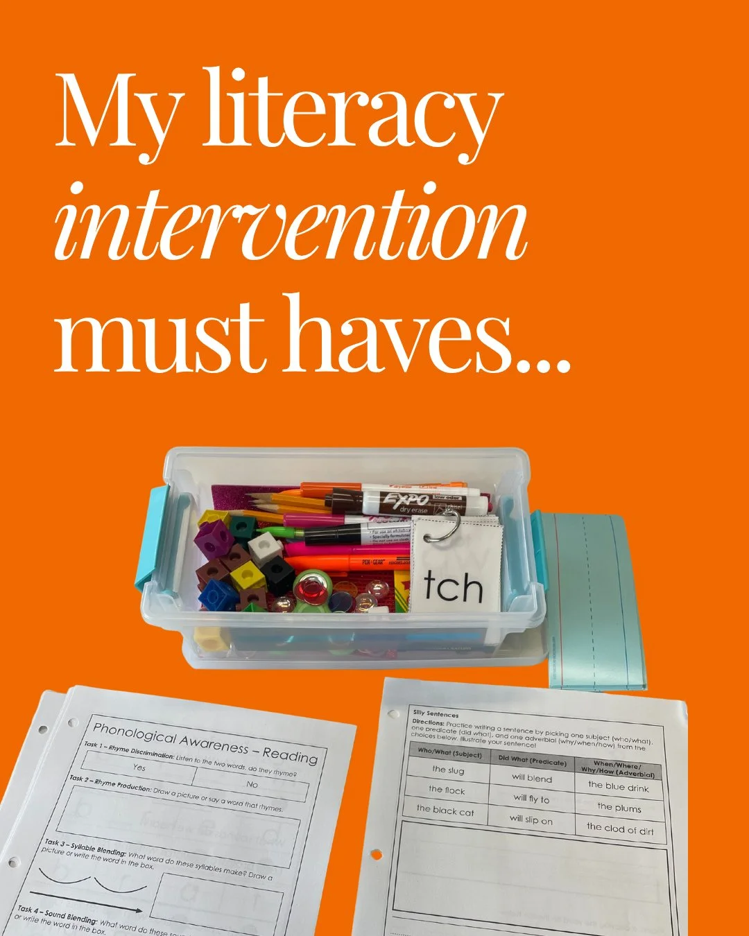 As I am transitioning back into the school year, I've realized that there are honestly just a few things I absolutely must have to run an effective literacy intervention lesson.⁠
⁠
My go-tos include: a student workbook (and the instructor guide), a w