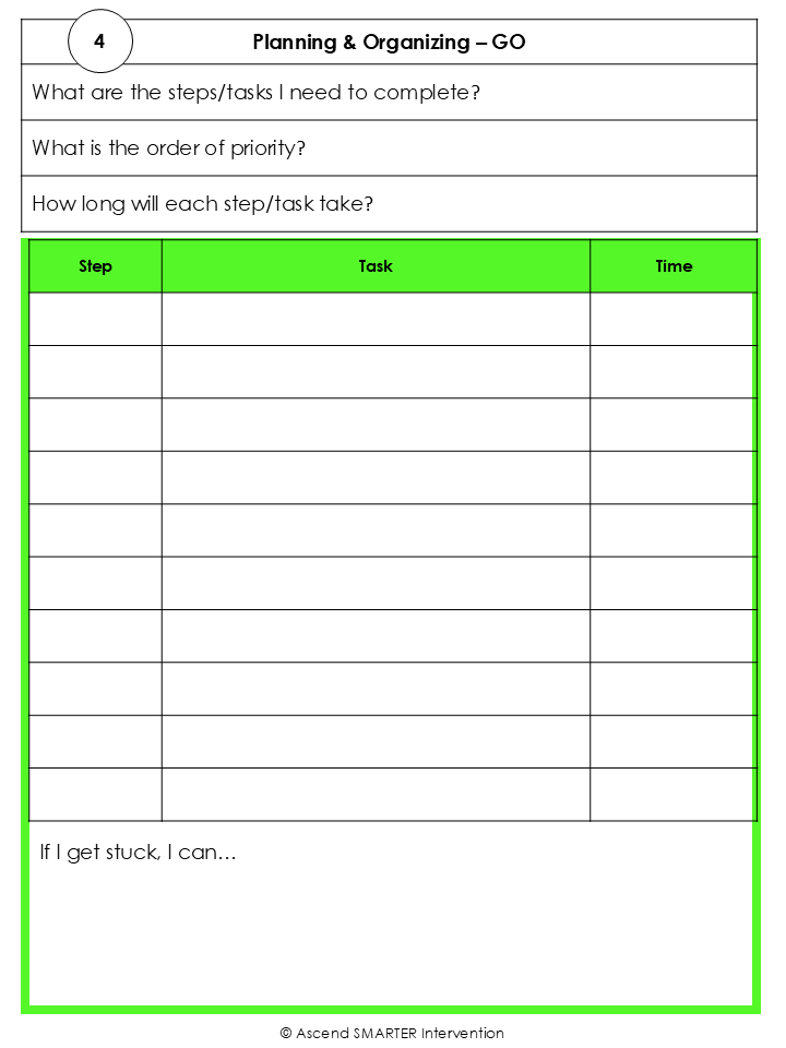 Planning Executive Functioning Organizer