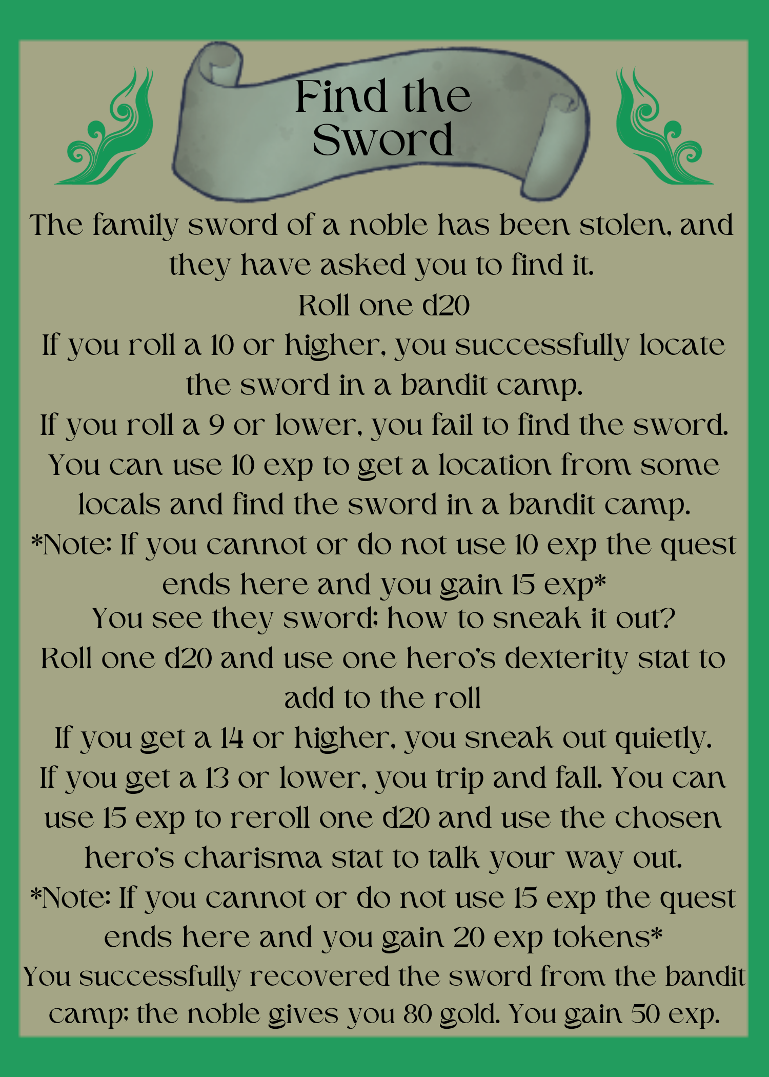 Encounter Card, Find the Sword