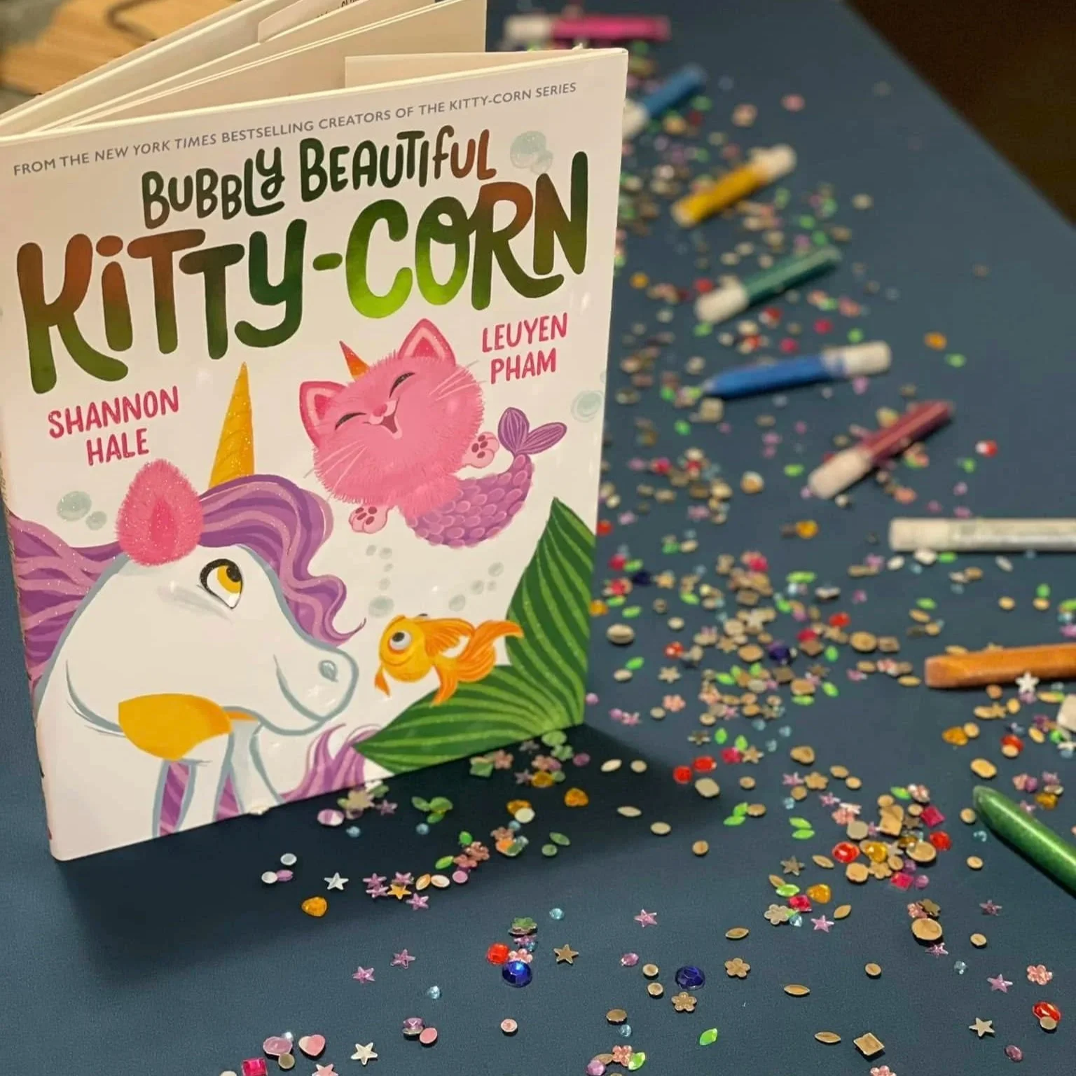 Craft set up for Kitty-Corn book release.