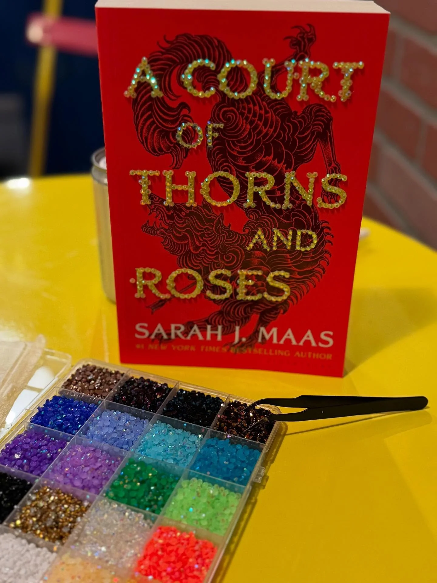 Bedazzling kit and book in early stages