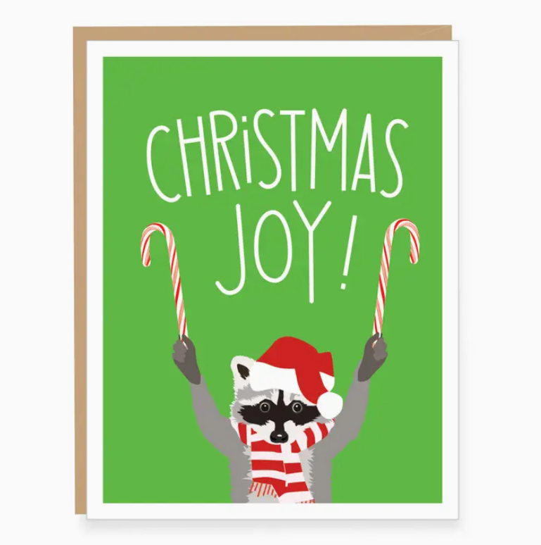 Christmas Joy Raccoon Holiday Card