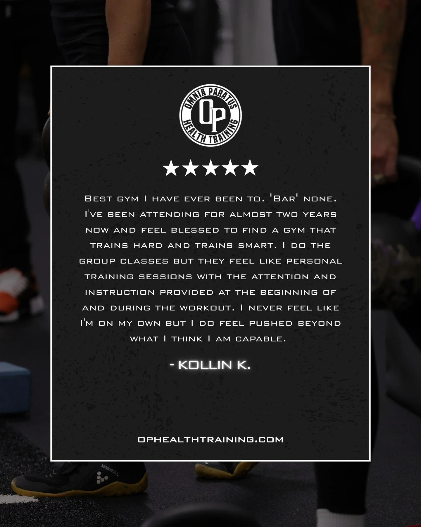 Real results speak louder.

After nearly two years, this is what consistency, coaching, and community look like. Training that pushes you, supports you, and meets you where you are every single session.

Omnia Paratus Health. Prepared for anything.

