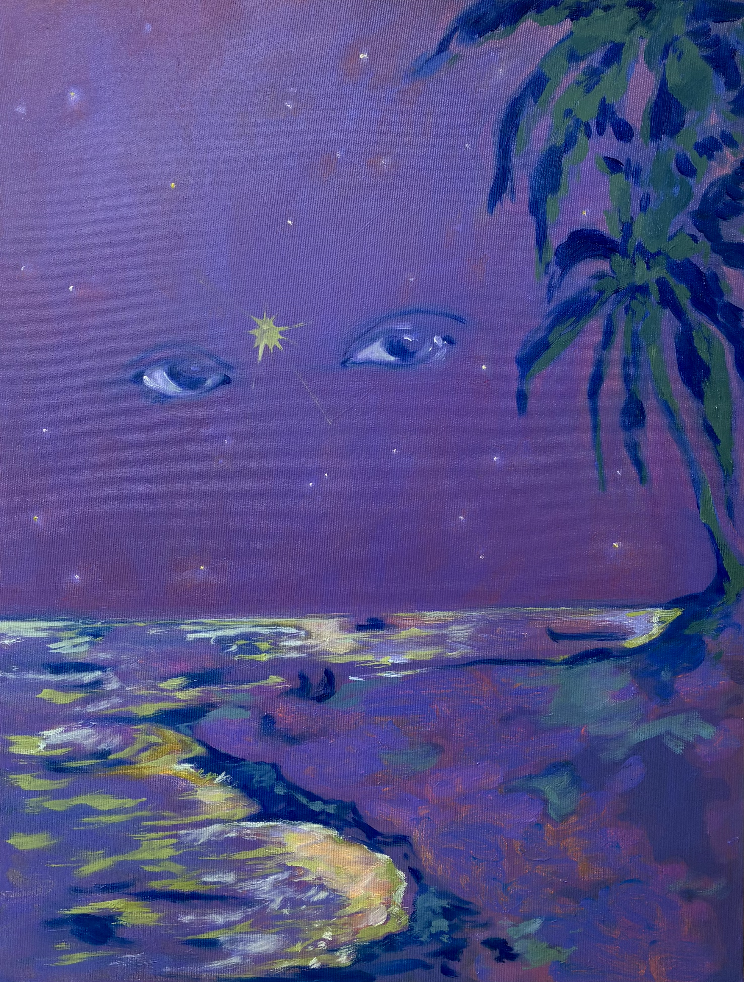 We said goodbye facing the stars, Oil on canvas, 2026