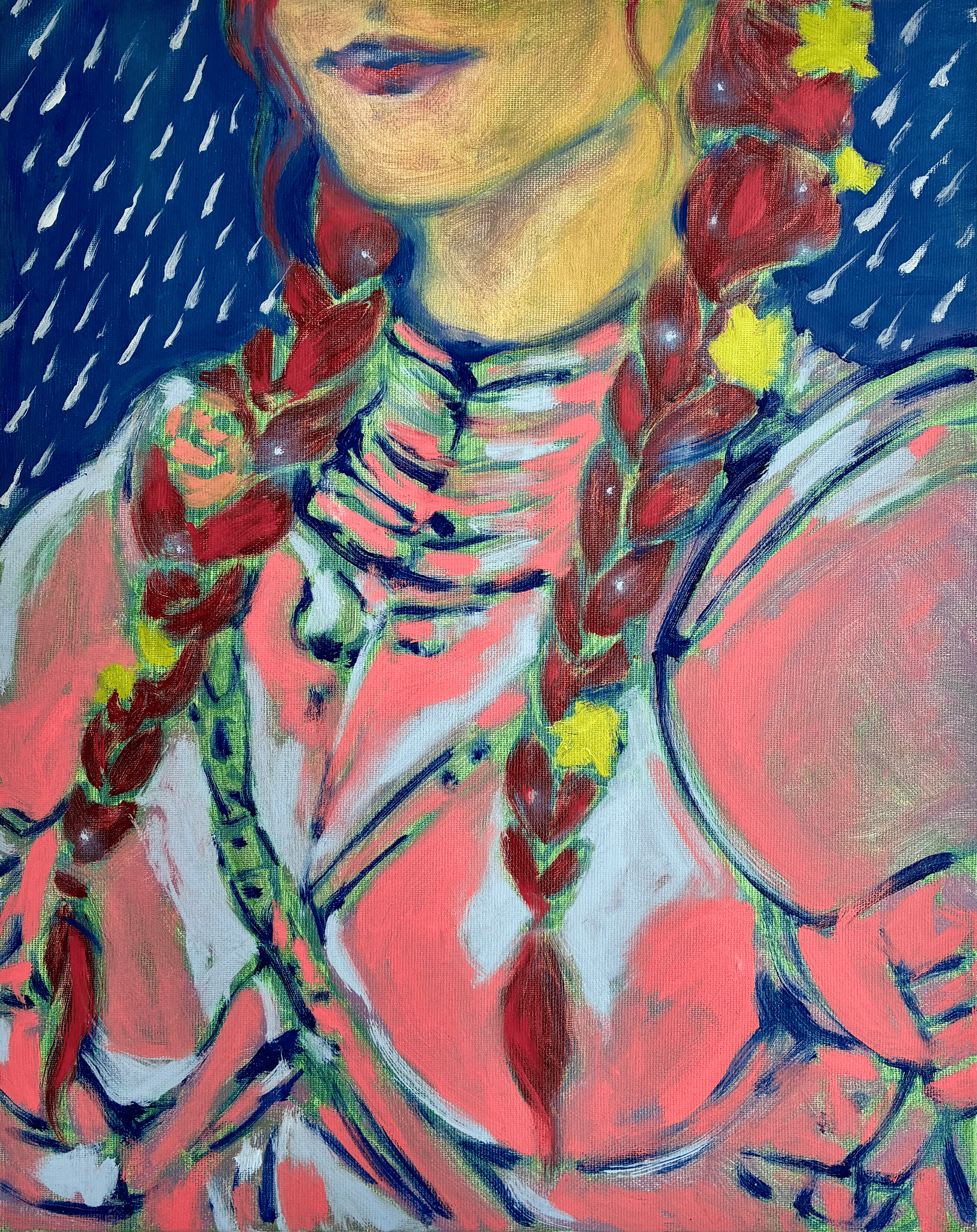 Self-portrait as Jeanne d'Arc, Oil on canvas, 2026