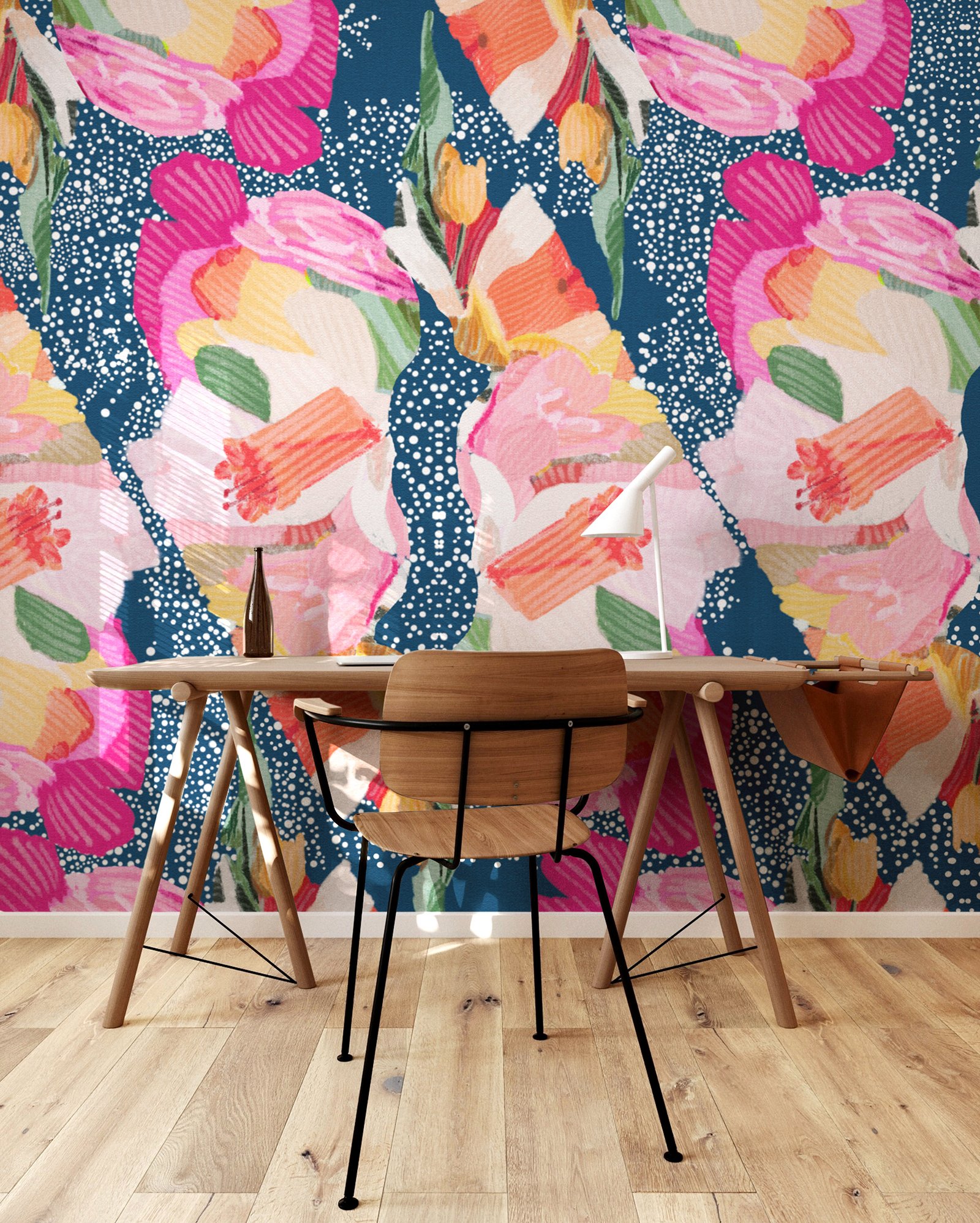 Hand drawn floral wallpaper