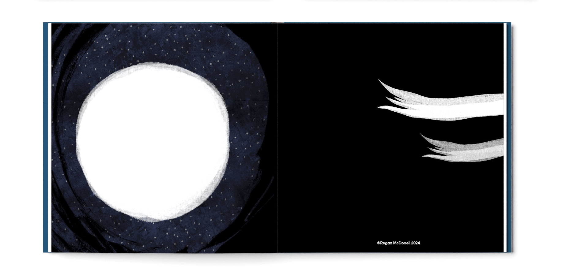 Illustrated interior pages of We Cast No Shadows