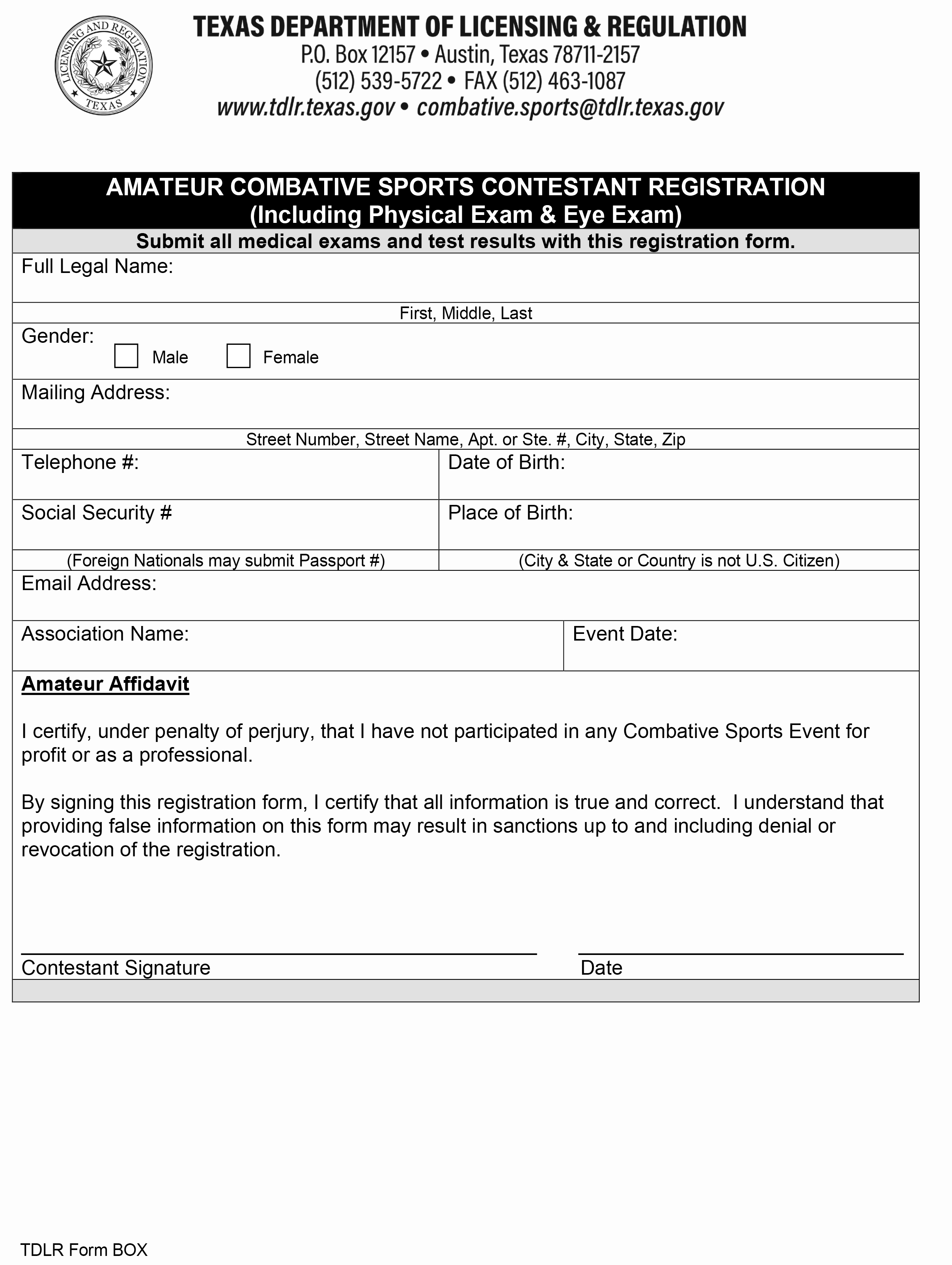 Medical Form Page 1