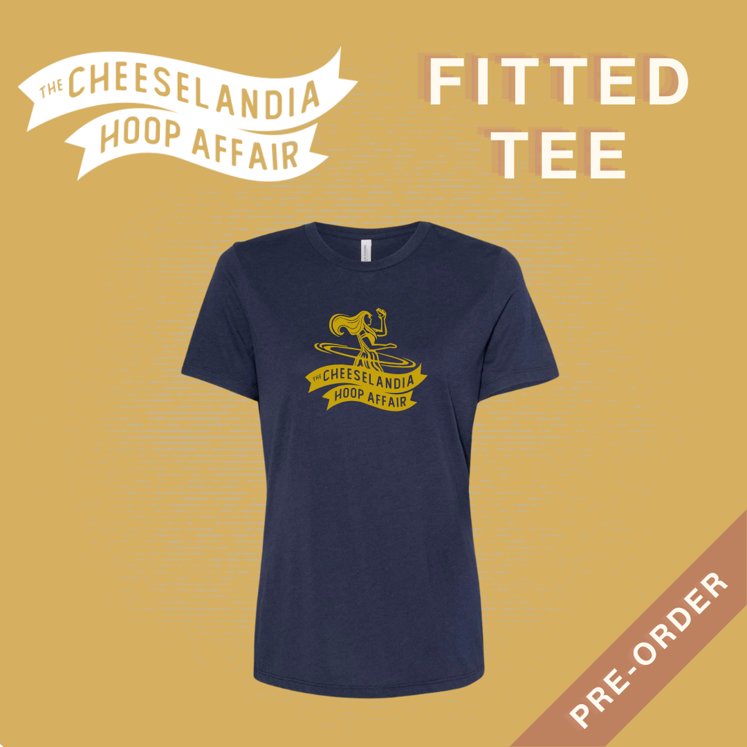Cheeselandia Hoop Affair Blue/Gold Fitted Tee