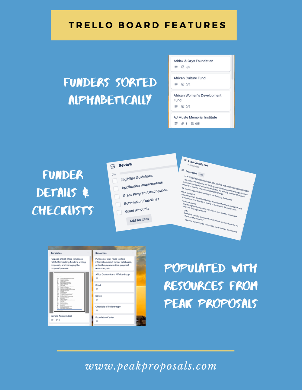 Funders for Projects Based Around the World (Trello-Based Resource) — Peak  Proposals