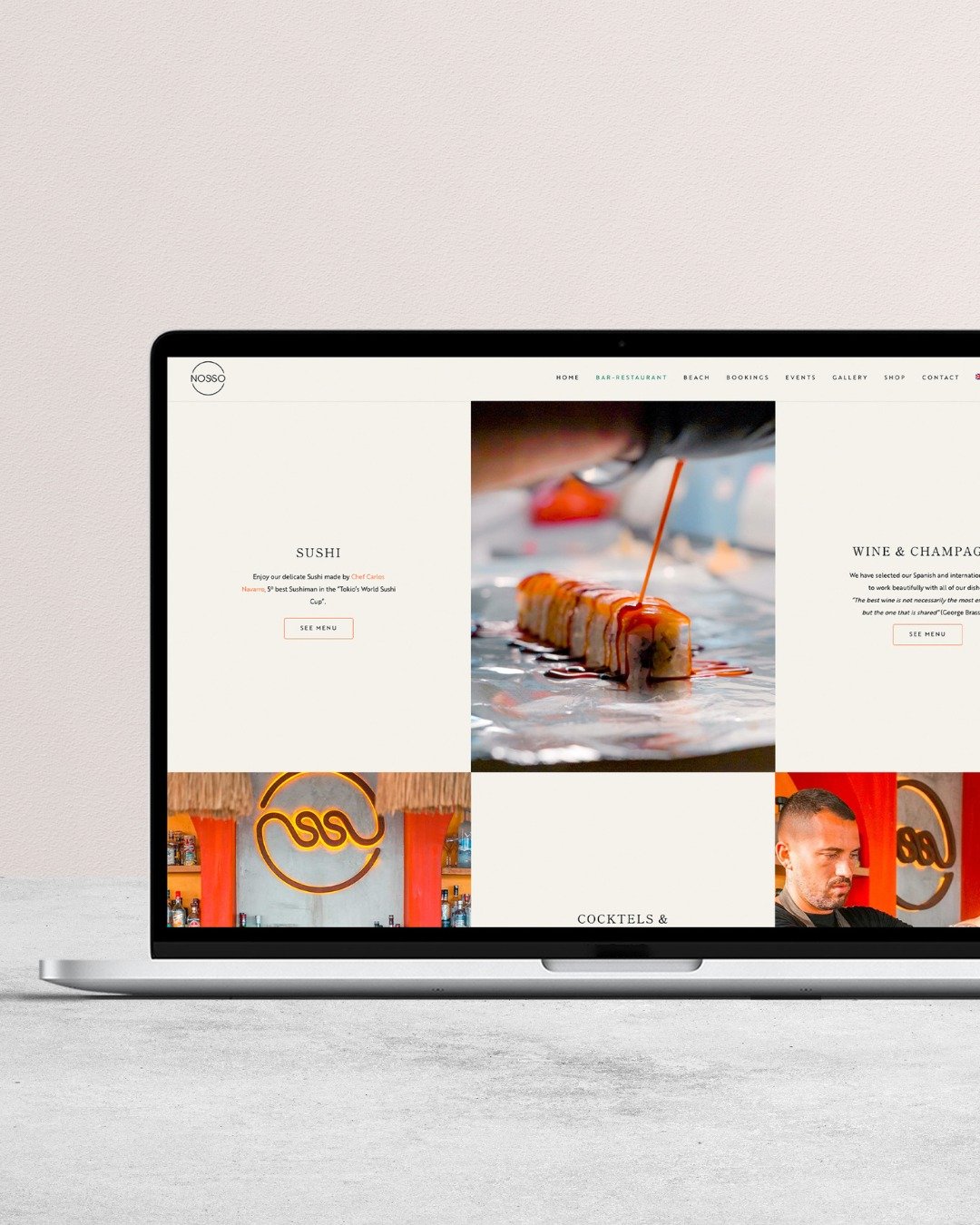 🌊 Nosso Summer Club

En una de las zonas m&aacute;s exclusivas de Marbella, Nosso es mucho m&aacute;s que un chiringuito: es un espacio frente al mar donde la gastronom&iacute;a y la buena energ&iacute;a se encuentran.

✨ Dise&ntilde;amos y desarrol