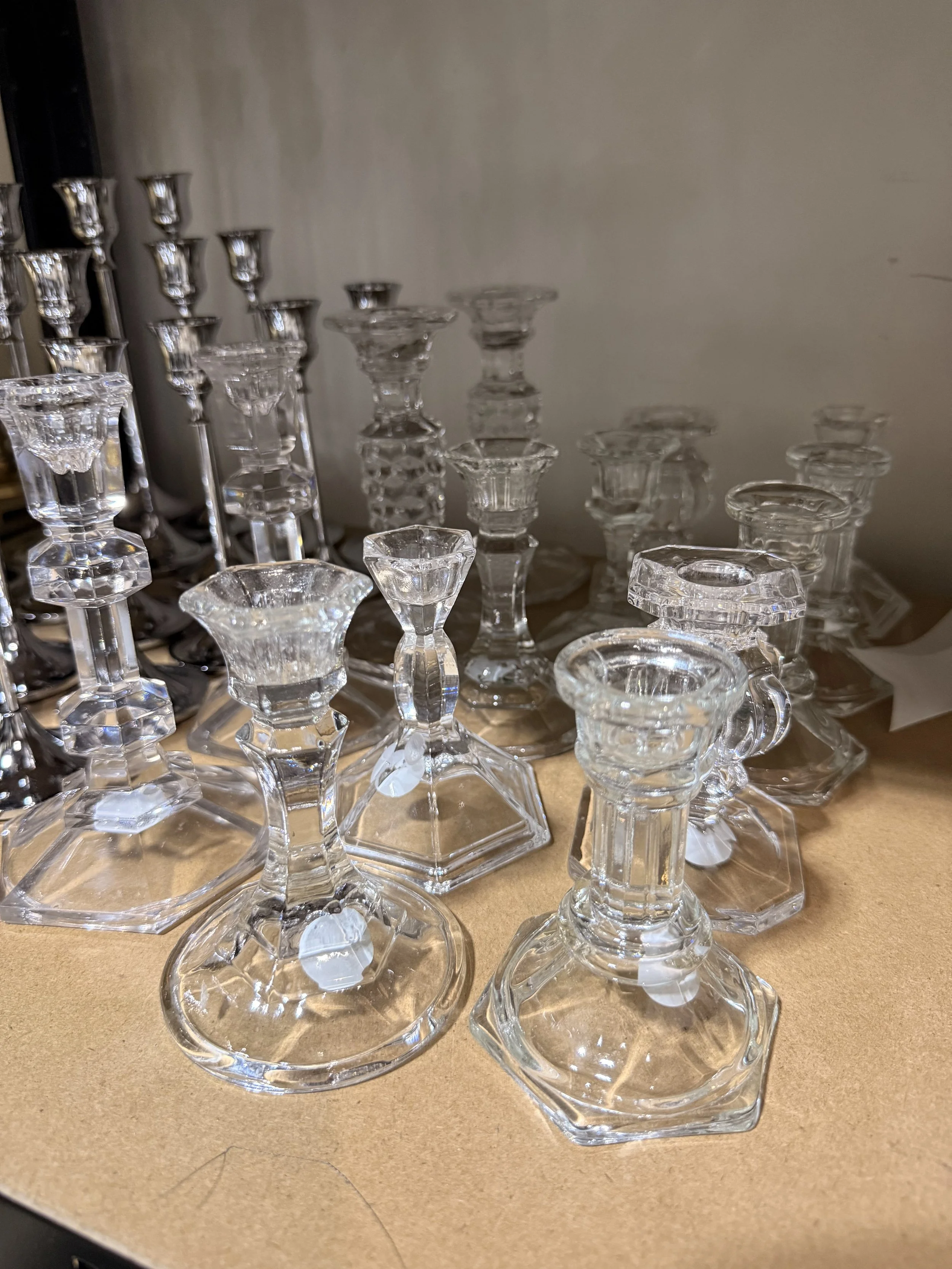 Crystal taper candle holders - 4"-6" (14 total)