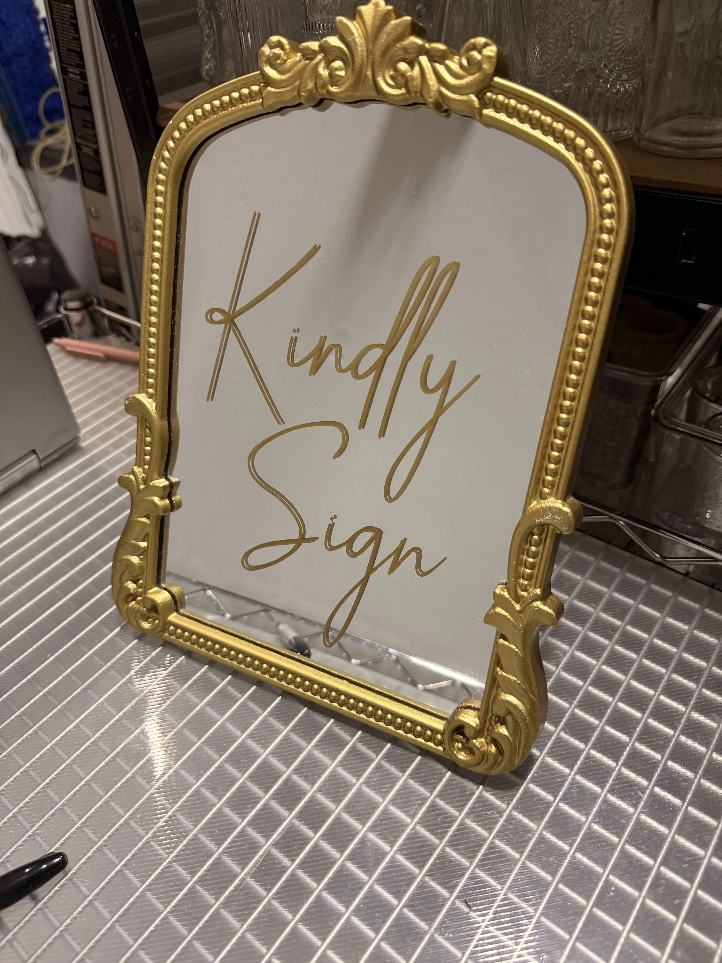 Kindly Sign - gold frame