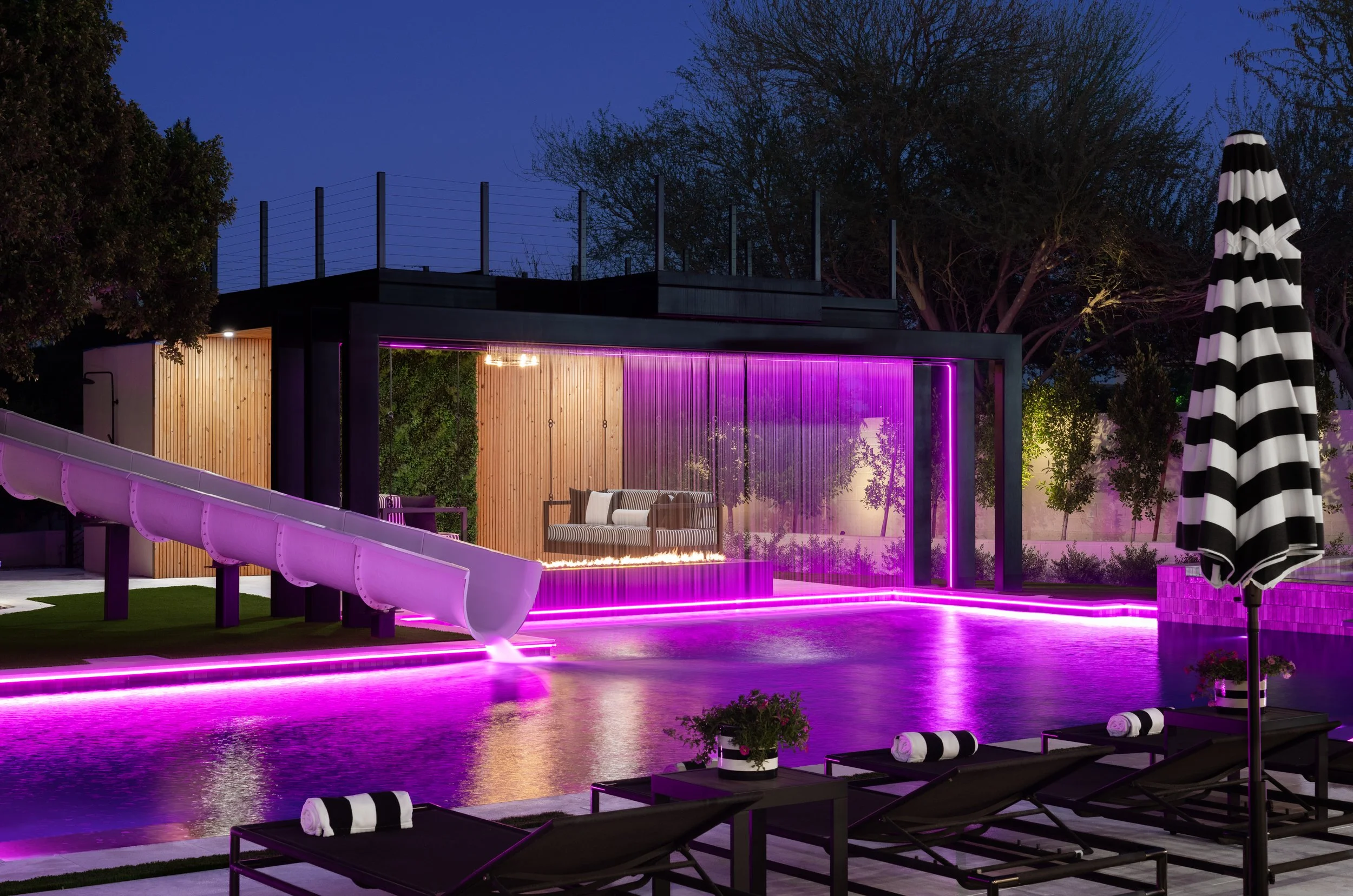 Stunning Pool Structure with Waterslide, Jump Platform & Lounge Pavilion in Mesa