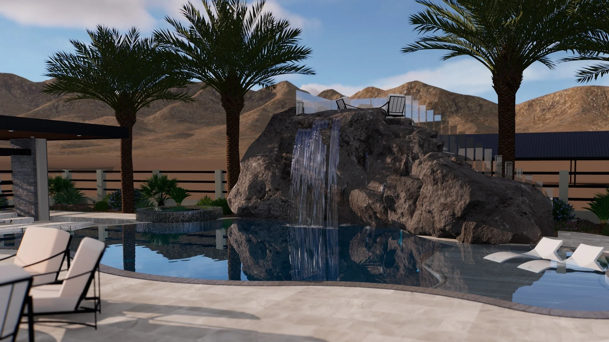 Tropical Desert Oasis Pool, Custom Pergola & Outdoor Kitchen in North Scottsdale