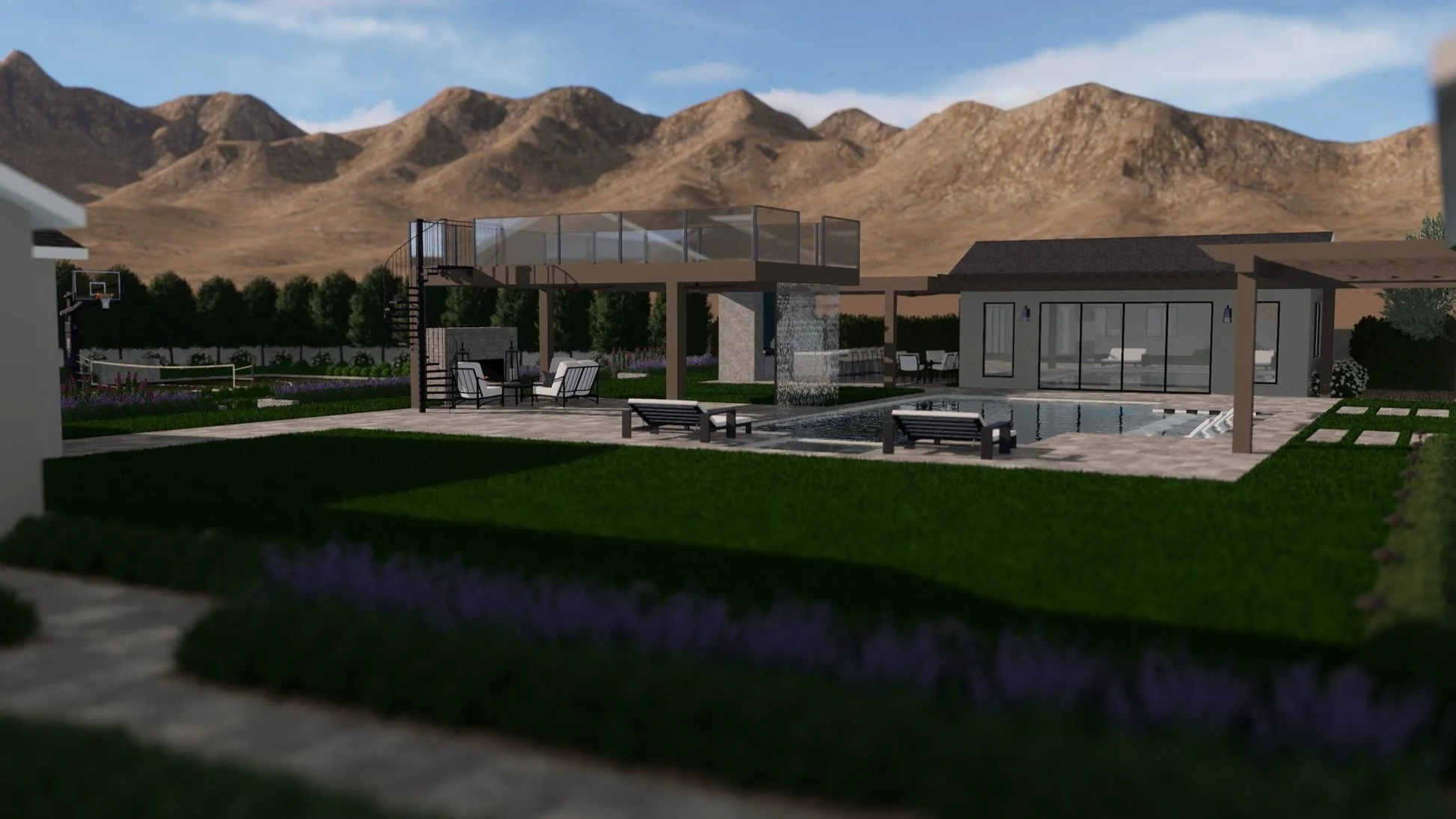 Queen Creek Lush Chic Custom Landscape with Pool, Private Garden, and Fireplace
