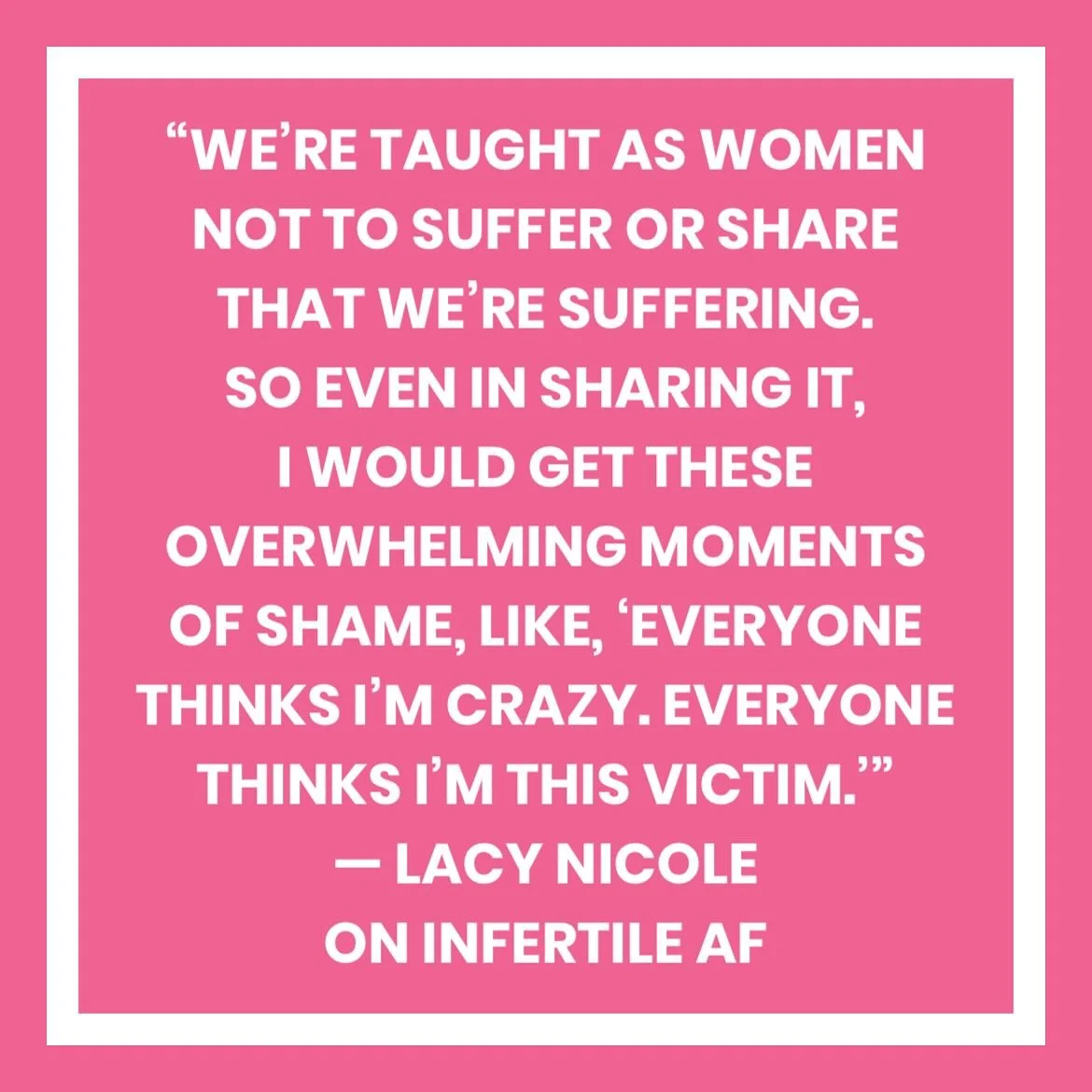ICYMI: @lacyoc shared her incredible family building story on a recent episode &mdash; and admits that it hasn&rsquo;t always been easy to talk about everything. 

I so get that. 

Have you ever felt that way? 

Sharing or not sharing is obvs totally