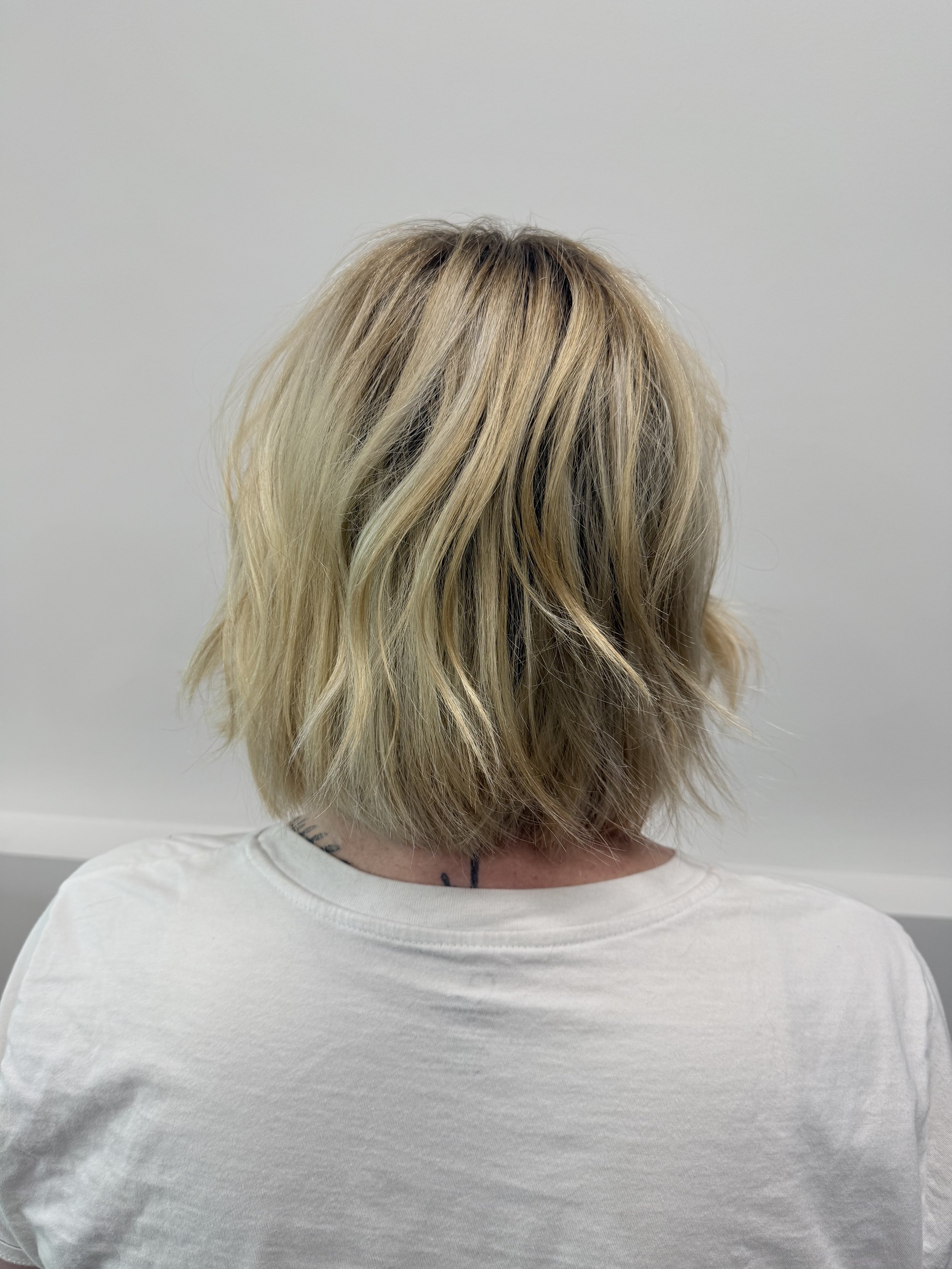 Blonde chin length bob