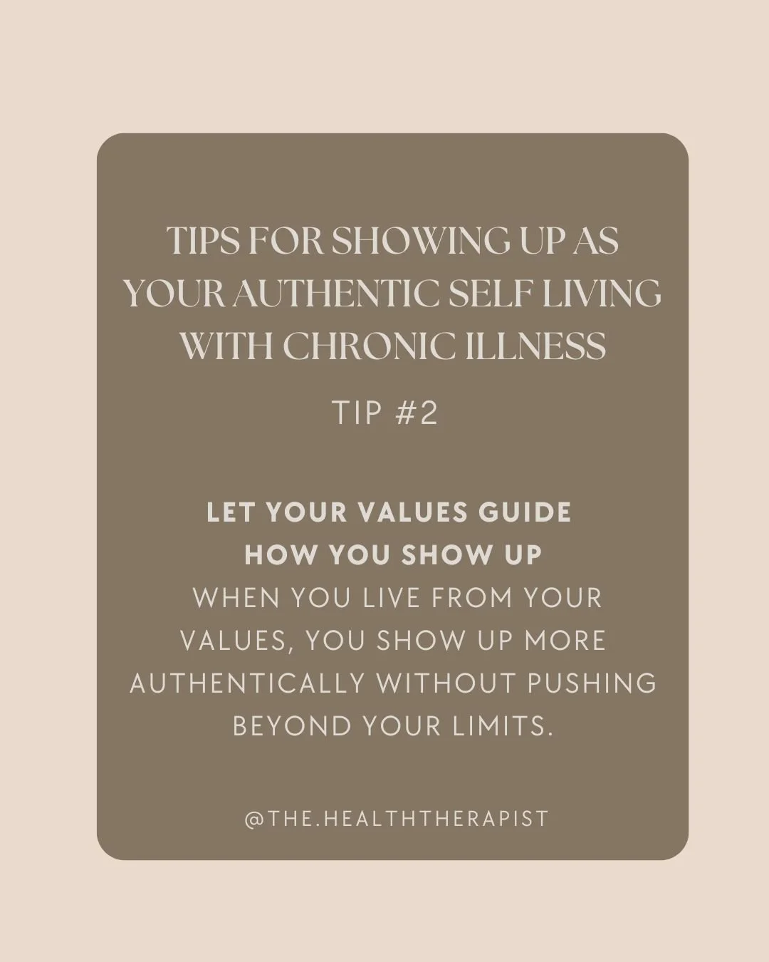 When chronic illness changes the &ldquo;how,&rdquo; your values can anchor the &ldquo;why.&rdquo;
Let what matters most guide how you show up today &mdash; not pressure, perfection, or old expectations. 💛

#chronicillness #thehealththerapist #values