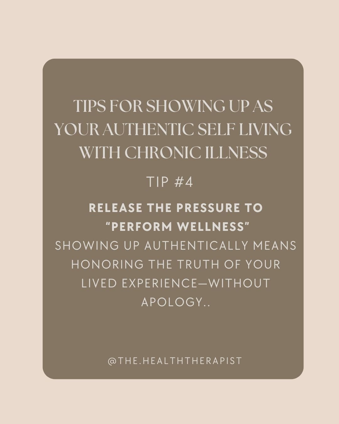 You don&rsquo;t have to pretend you&rsquo;re fine.
You don&rsquo;t have to downplay symptoms, hide your pain, or act &ldquo;normal&rdquo; to make others comfortable.
Showing up authentically means honouring your lived experience&mdash;without apology