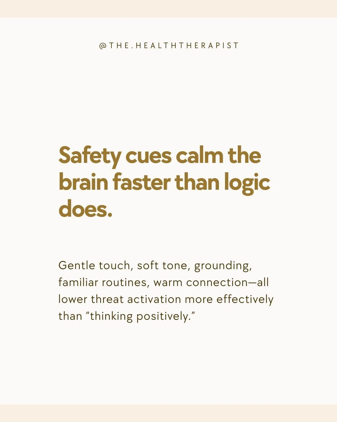 You can&rsquo;t always &ldquo;think&rdquo; your way out of anxiety or symptom distress&mdash;because the nervous system responds more quickly to felt safety than to rational arguments. Warm connection, soothing touch, gentle breathing, grounding thro